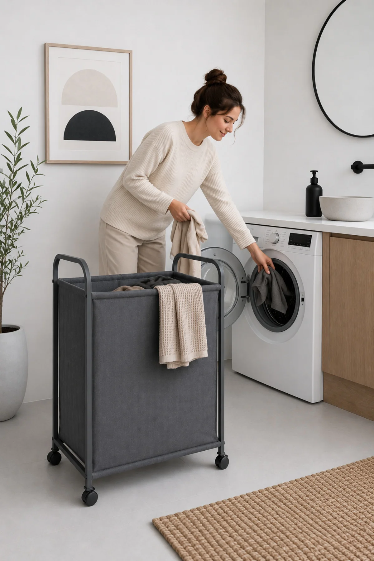 Kirli Çamaşır Sepeti Büyük Boy Metal Dayanıklı Banyo Dolabı Sepet