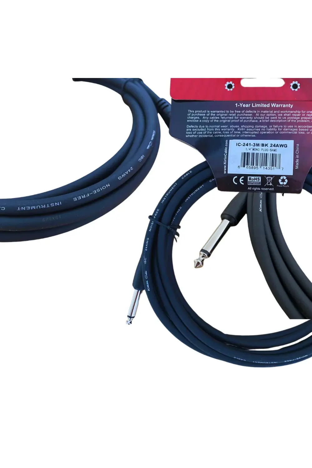 Kirlin IC 241 Gitar Kablosu 6.3 mm. mono (SİYAH)