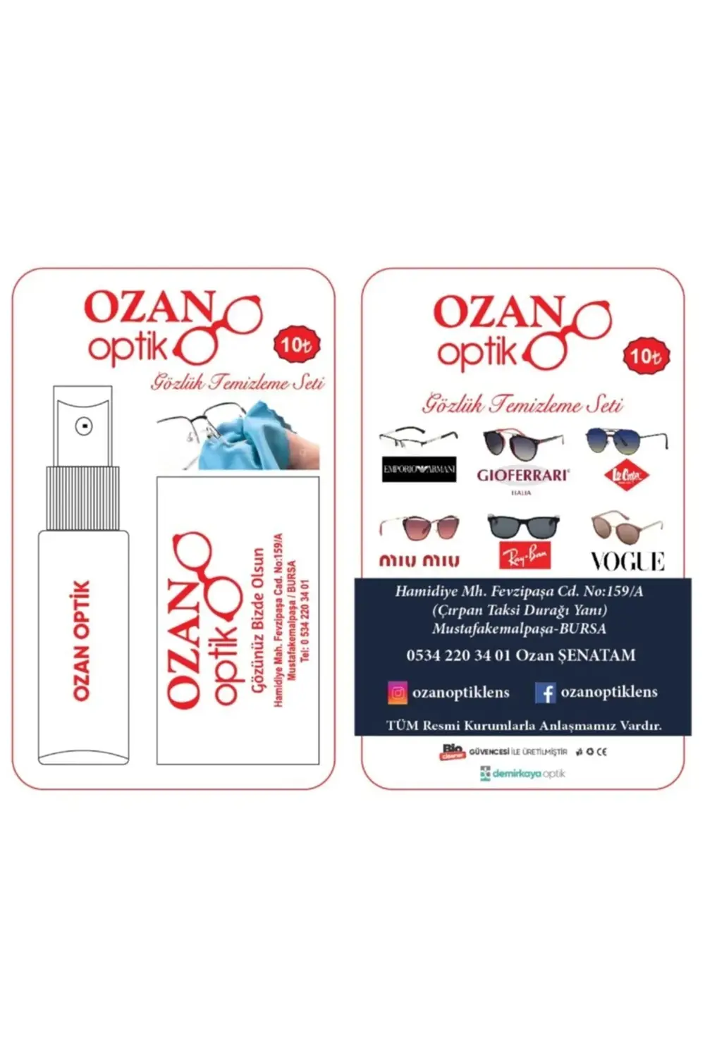 Kirmasti Optik 2 Adet Gözlük Temizleme Seti Set Optik Ve Güneş Gö