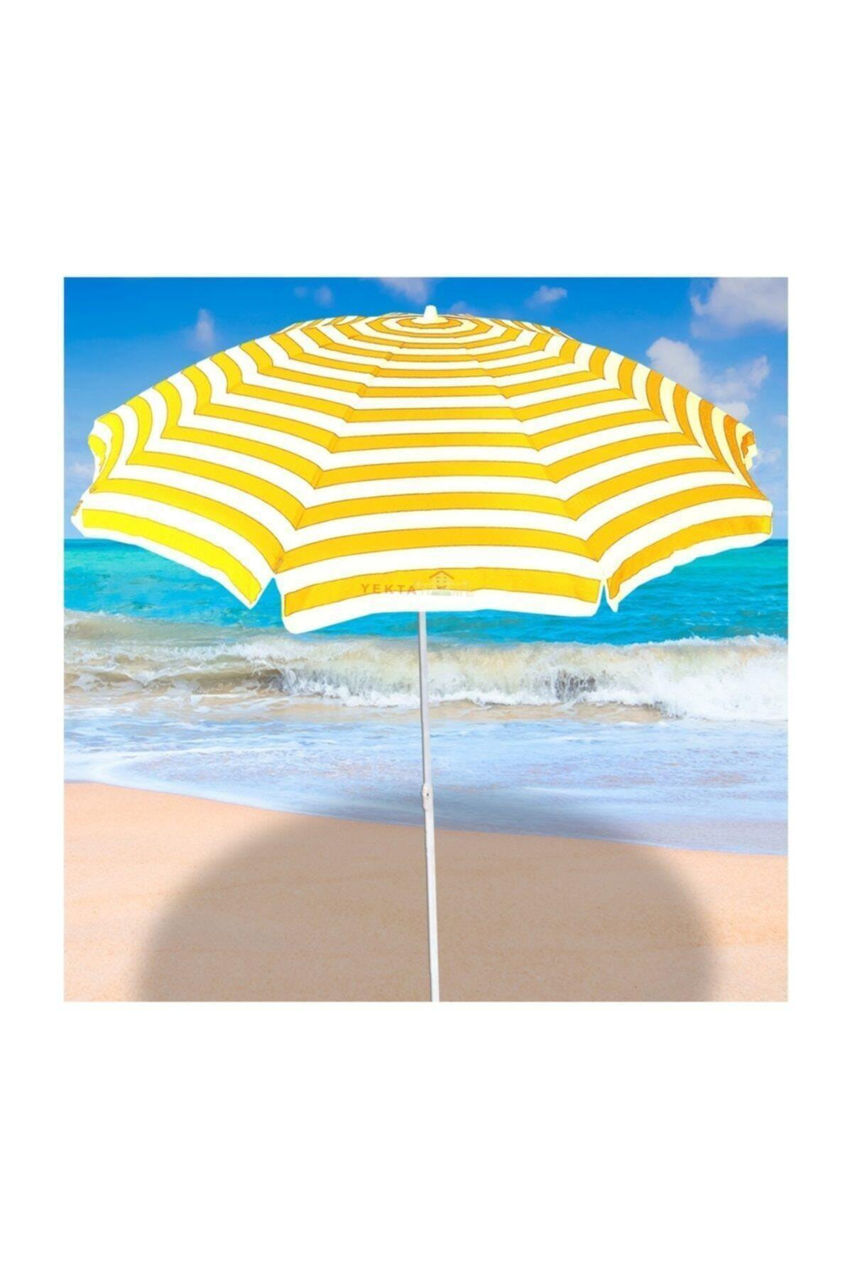 Perka Kırmızı 2 Metre Plaj Şemsiyesi 8 Telli Eğilebilir(Bidonsuz)