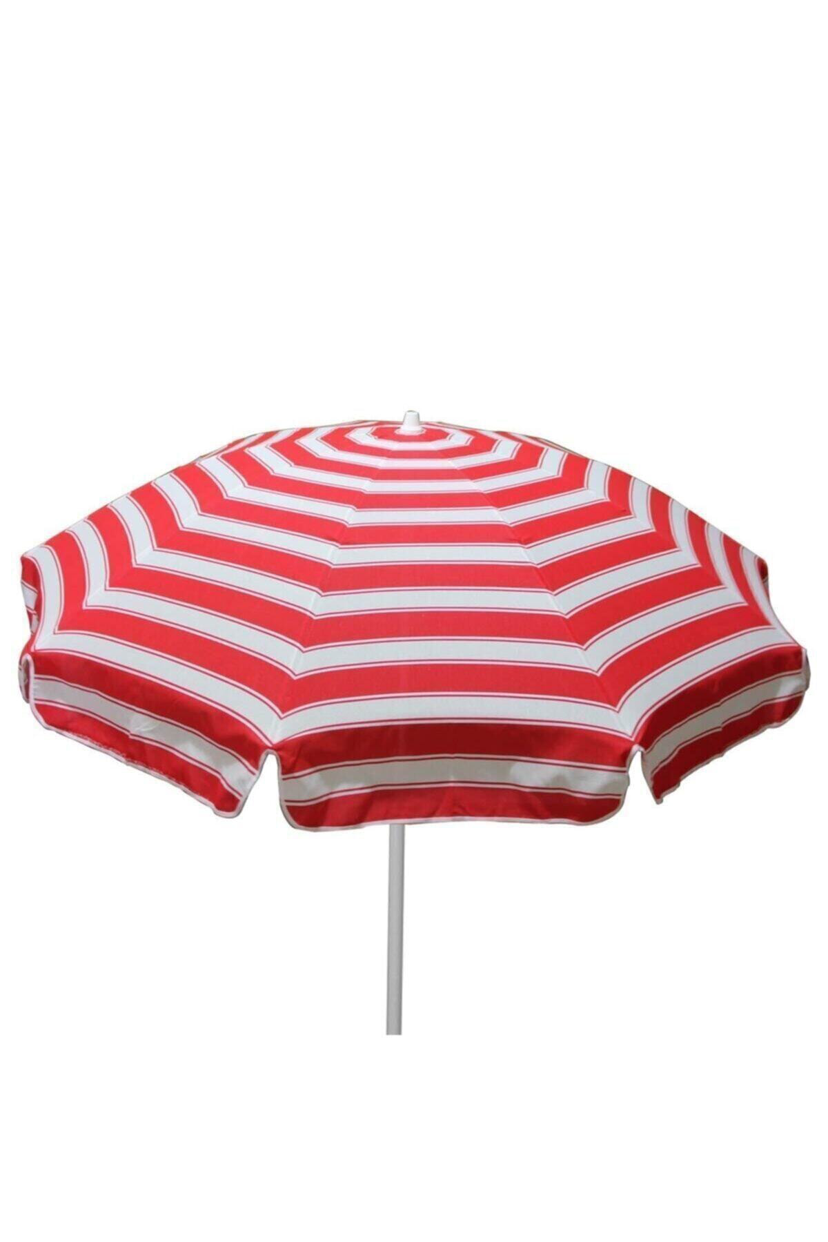 Perka Kırmızı 2 Metre Plaj Şemsiyesi 8 Telli Eğilebilir(Bidonsuz)