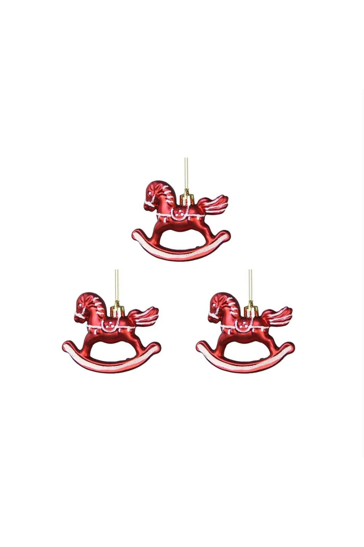 Kırmızı 3'lü Atlı Karınca Yılbaşı Süsü, 6 cm, sevinç ve neşe dolu