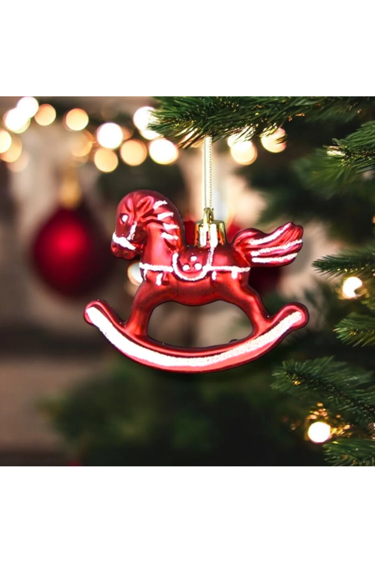 Kırmızı 3'lü Atlı Karınca Yılbaşı Süsü, 6 cm, sevinç ve neşe dolu