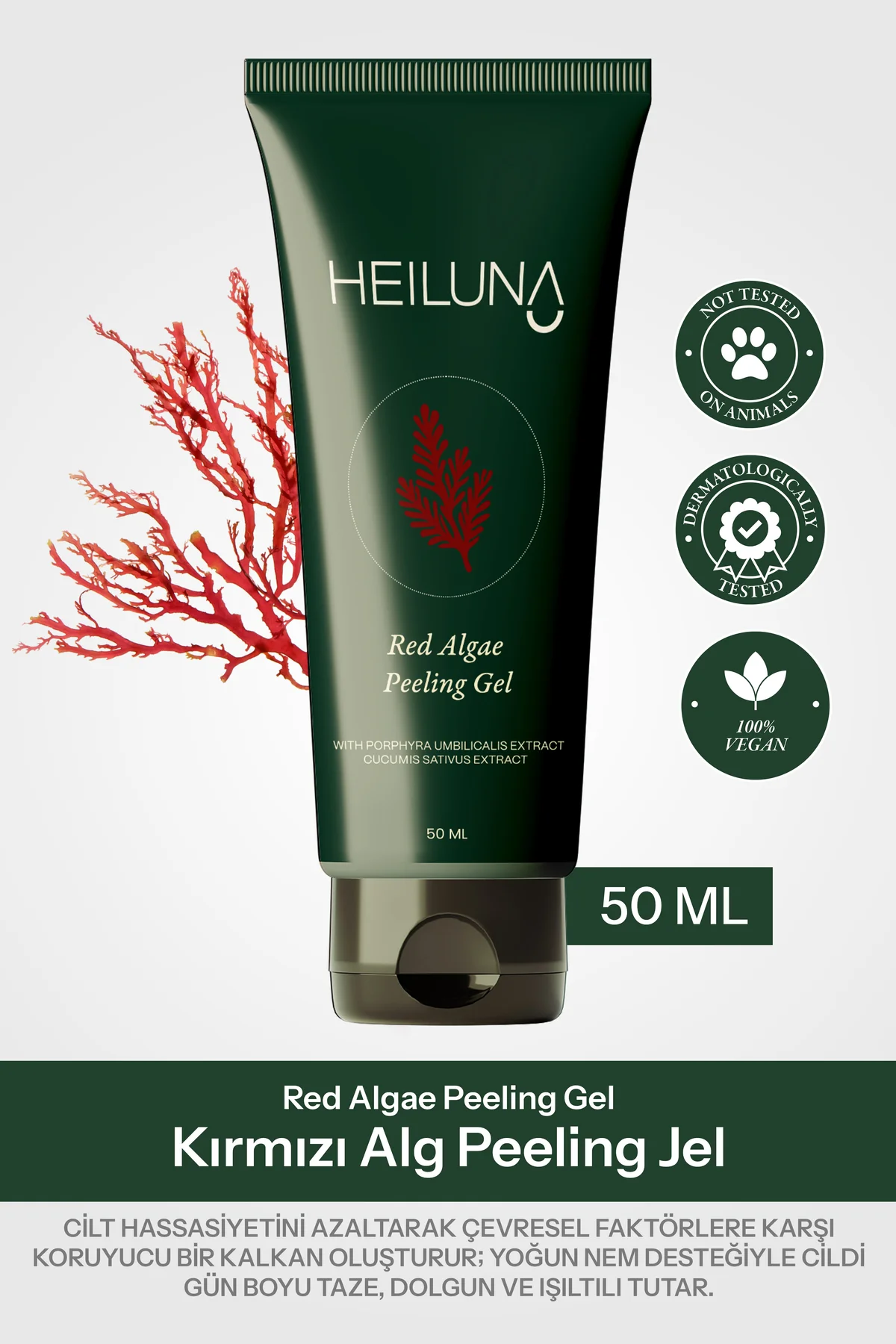 Kırmızı Alg Peeling Jel 50 ml | Aloe Vera ve Salatalık Ekstresi İ