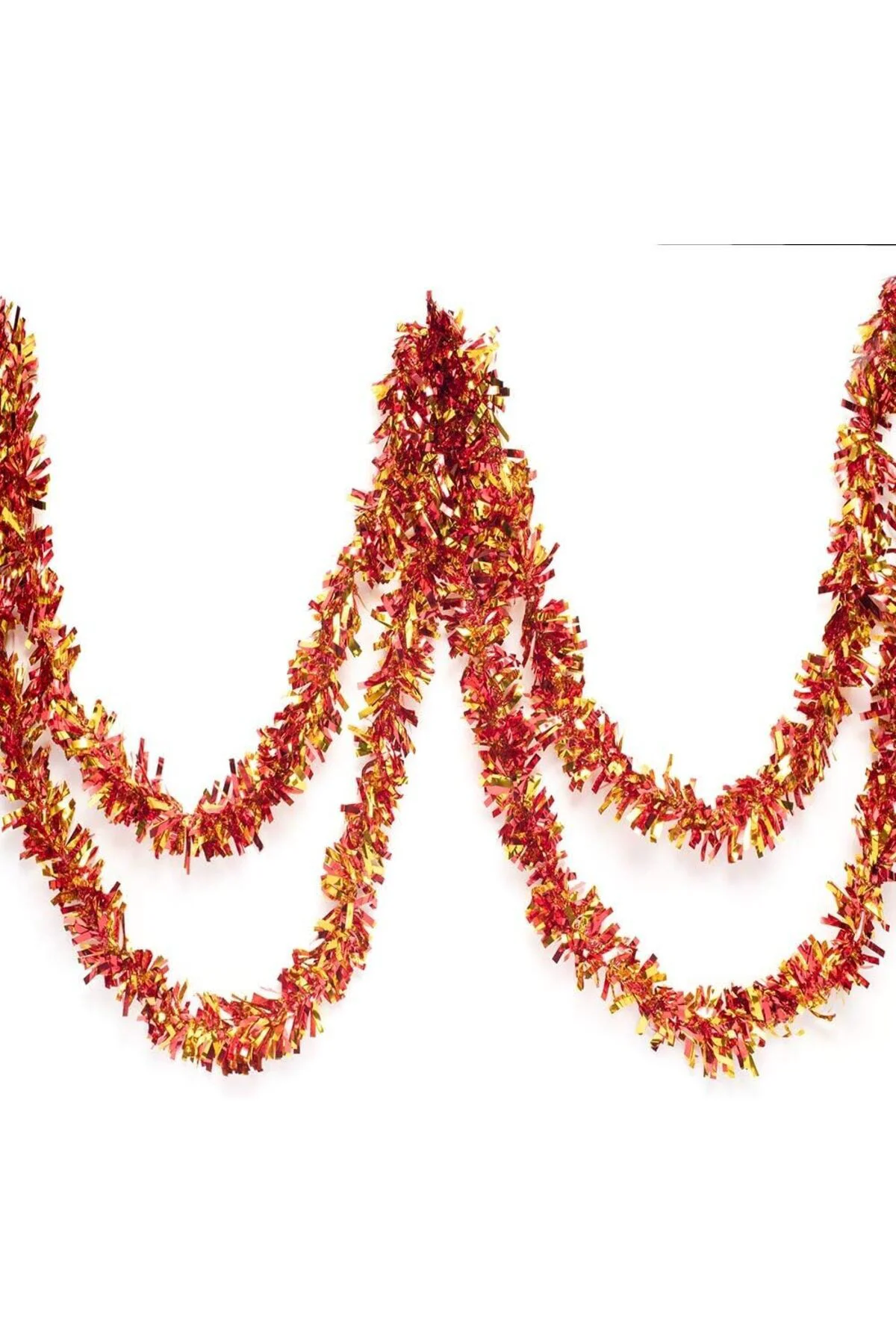 Kırmızı Altın Renk 6 cm Genişlik Garland Çift Renk Sim Süs 180 cm
