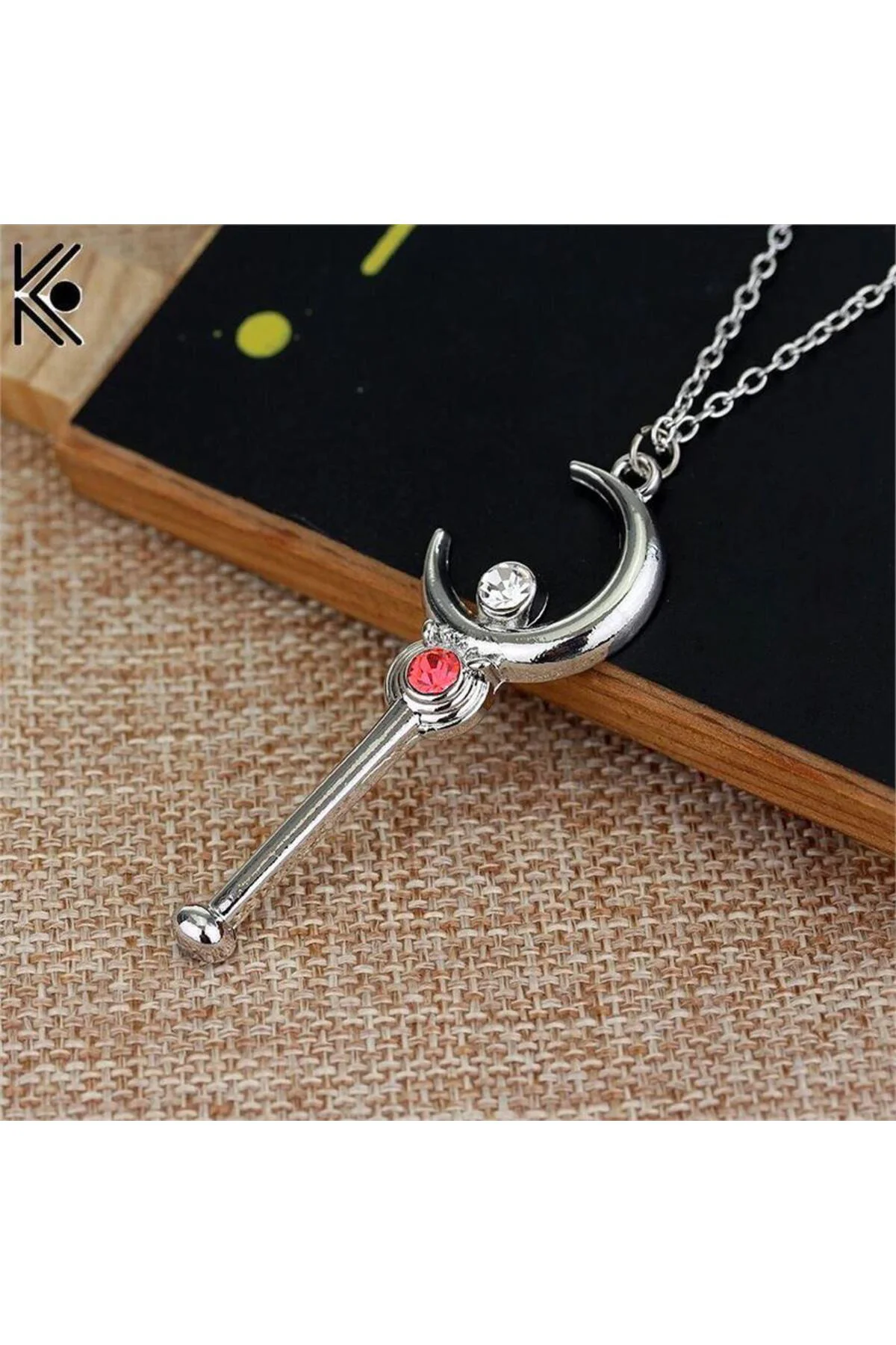Kırmızı Anime Sailor Moon And Star Diamond Zincirli Kolye
