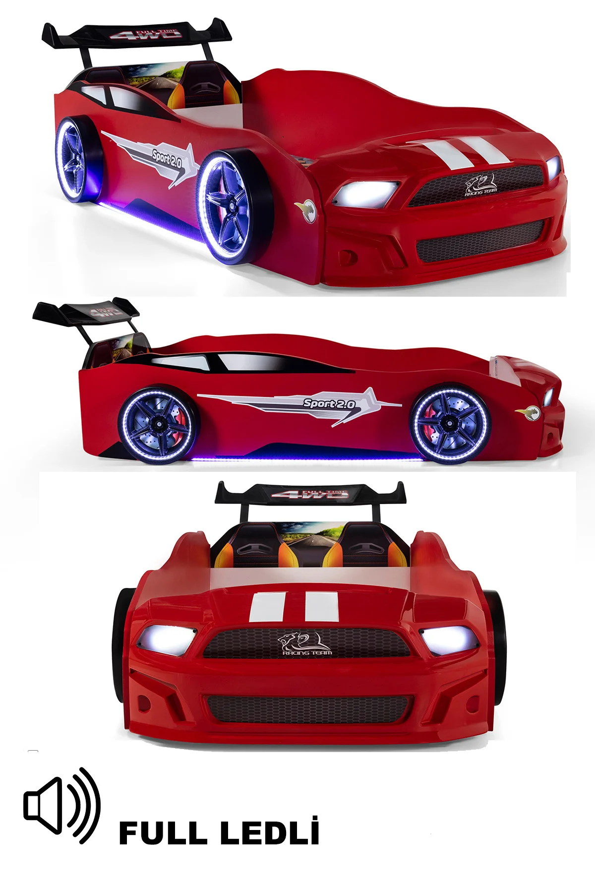 Kırmızı Arabalı Yatak Sport Mst Full Ledli Işıklı Kırmızı Arabalı Yatak Sport Mst Full Ledli Işıklı