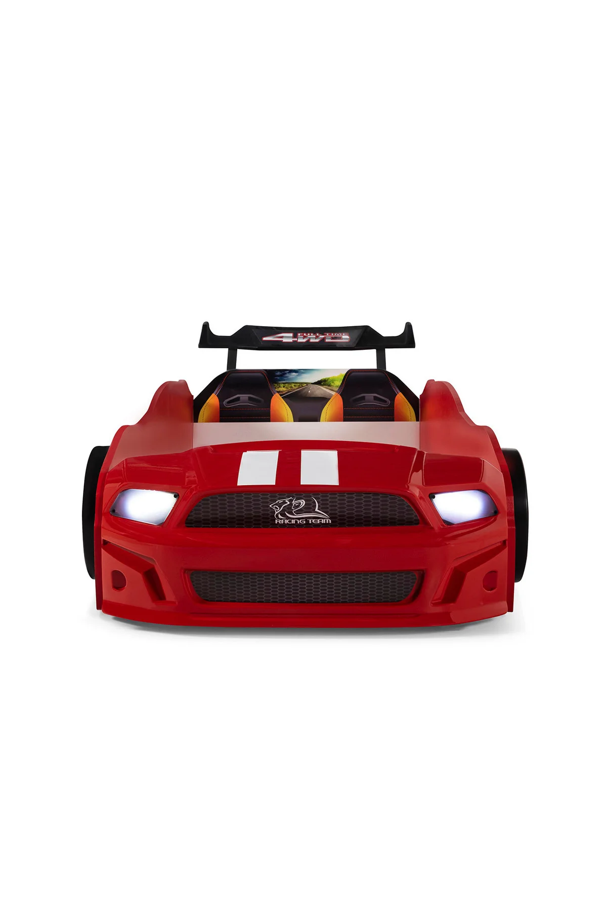Kırmızı Arabalı Yatak Sport Mst Işıklı Baza Ortopedik Yatak