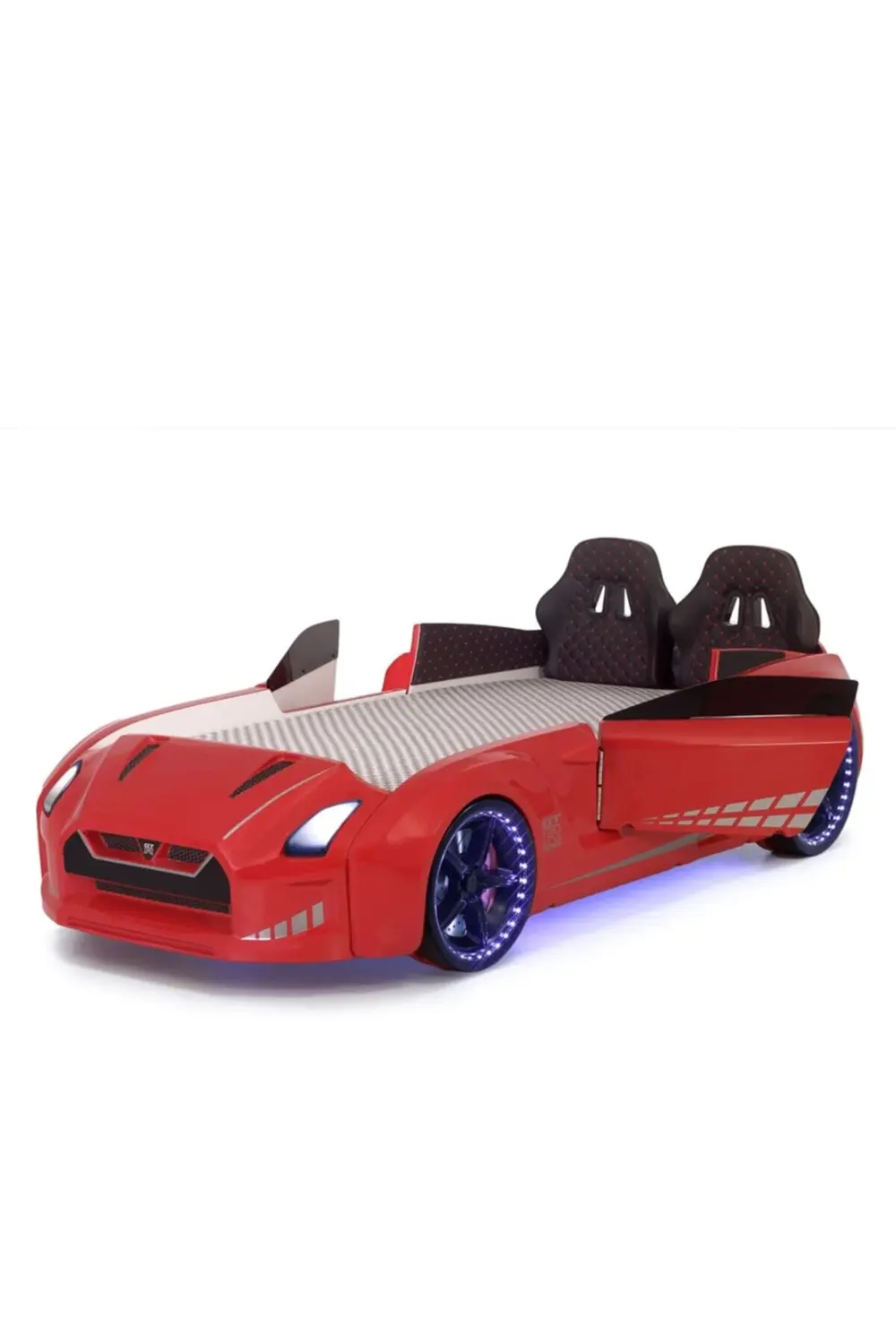 Kırmızı Arabalı Yatak Kapıları Açılan GTR Full Ledli Kumandalı ve