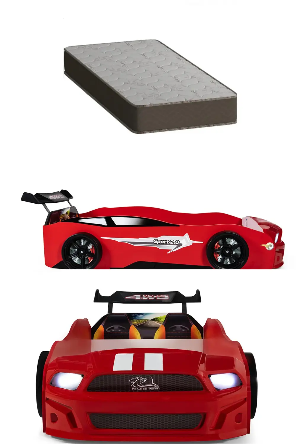 Kırmızı Arabalı Yatak Sport Mst Işıklı Ortopedik Yatak