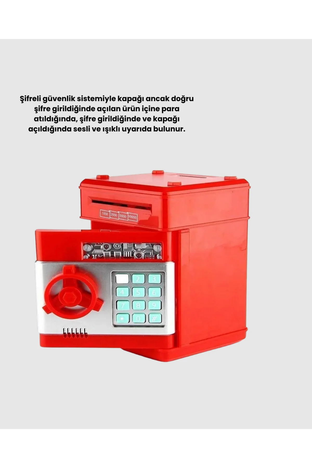 Kırmızı ATM Kasa Tipi Para Biriktirme Kumbarası - Görsel 4