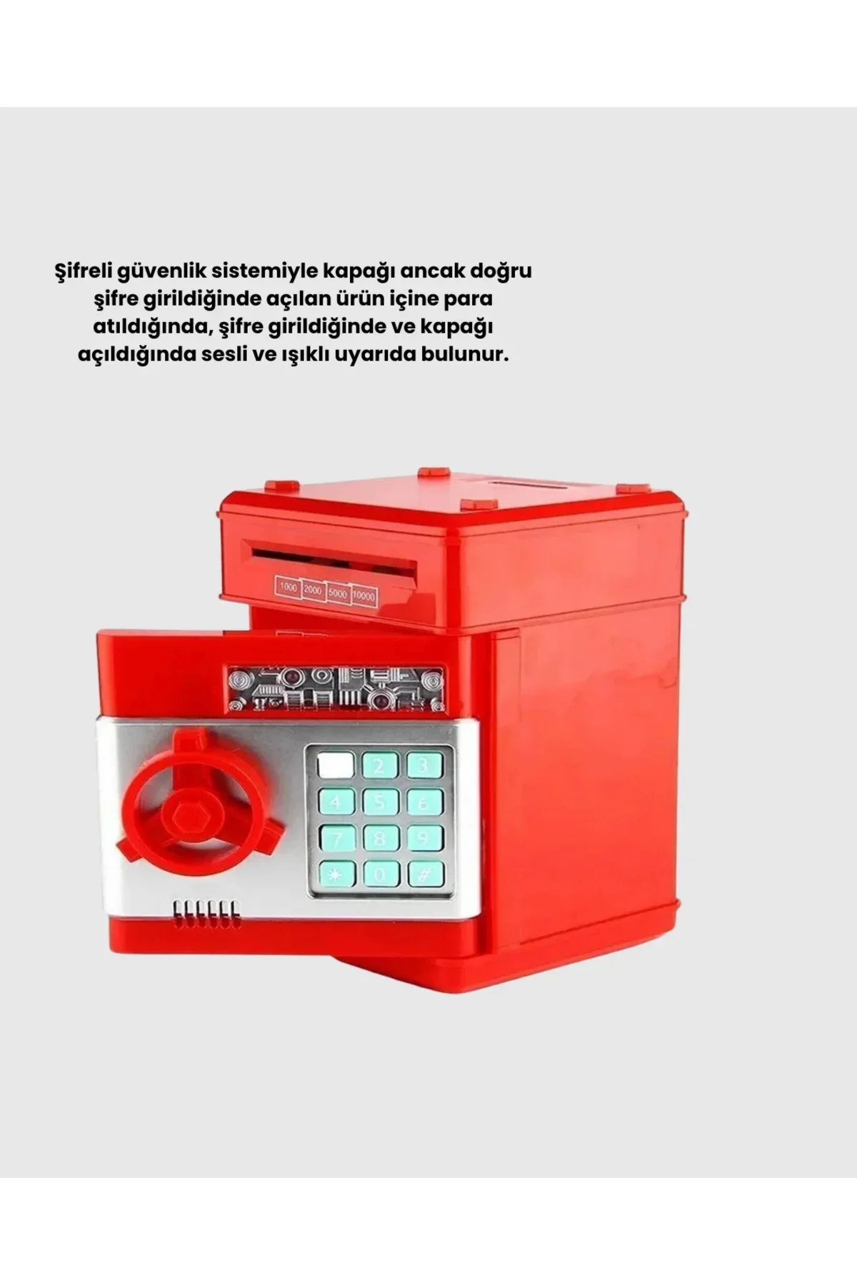 Kırmızı ATM Kasa Tipi Para Biriktirme Kumbarası Kırmızı ATM Kasa Tipi Para Biriktirme Kumbarası