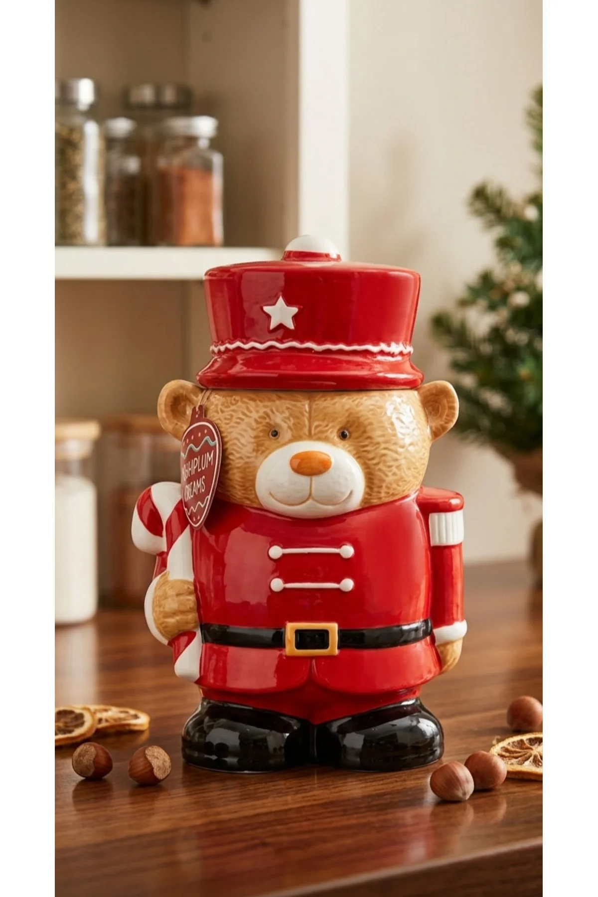 Kırmızı Ayıcık Nutcracker Bear Seramik Kavanoz