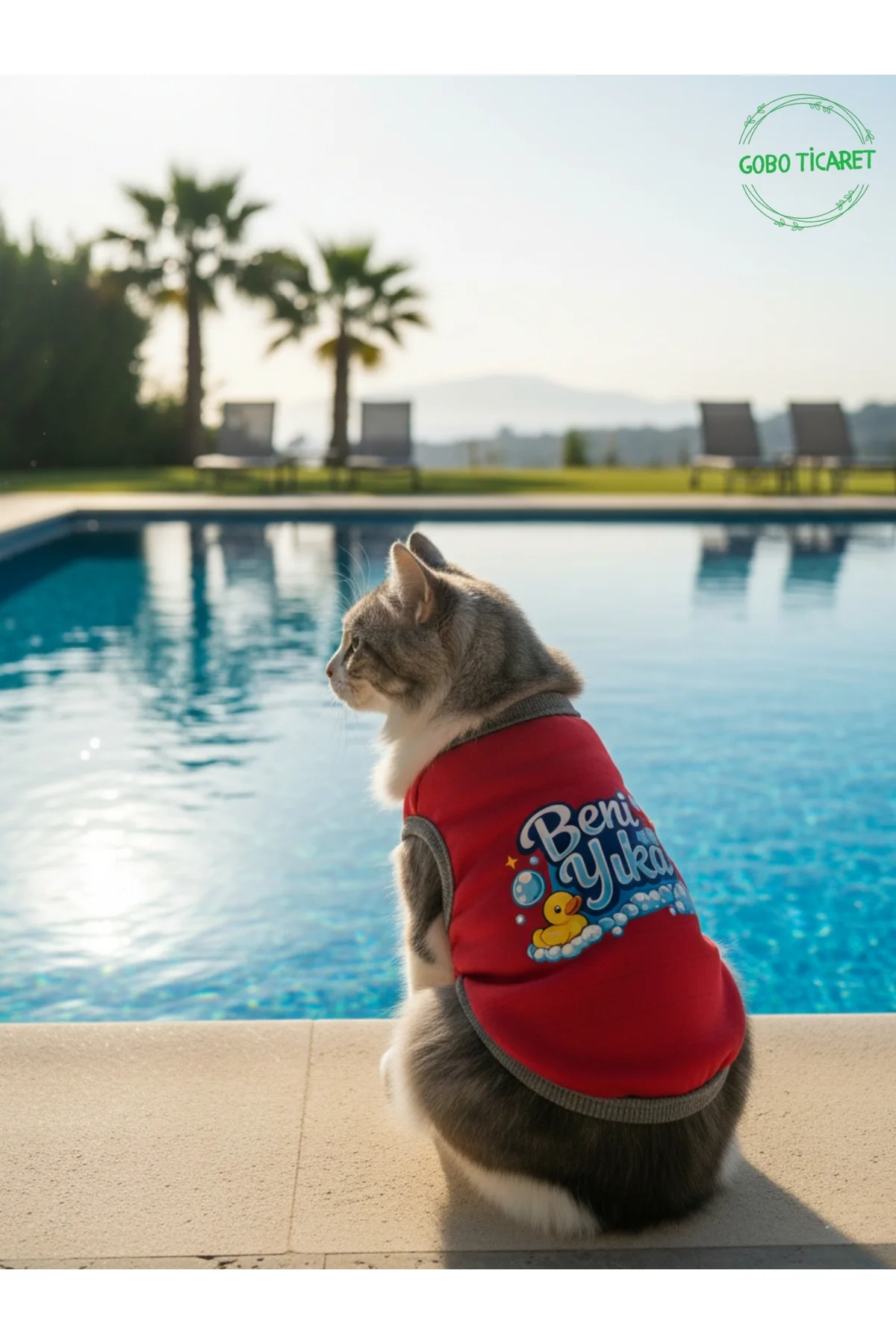 Kırmızı Beni Yıka Baskılı Kedi ve Köpek Kıyafeti–Evcil Hayvan Tiş