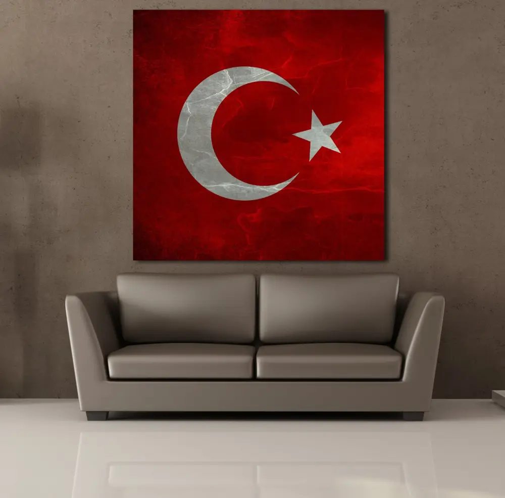 KIRMIZI BEYAZ BAYRAK KANVAS TABLO