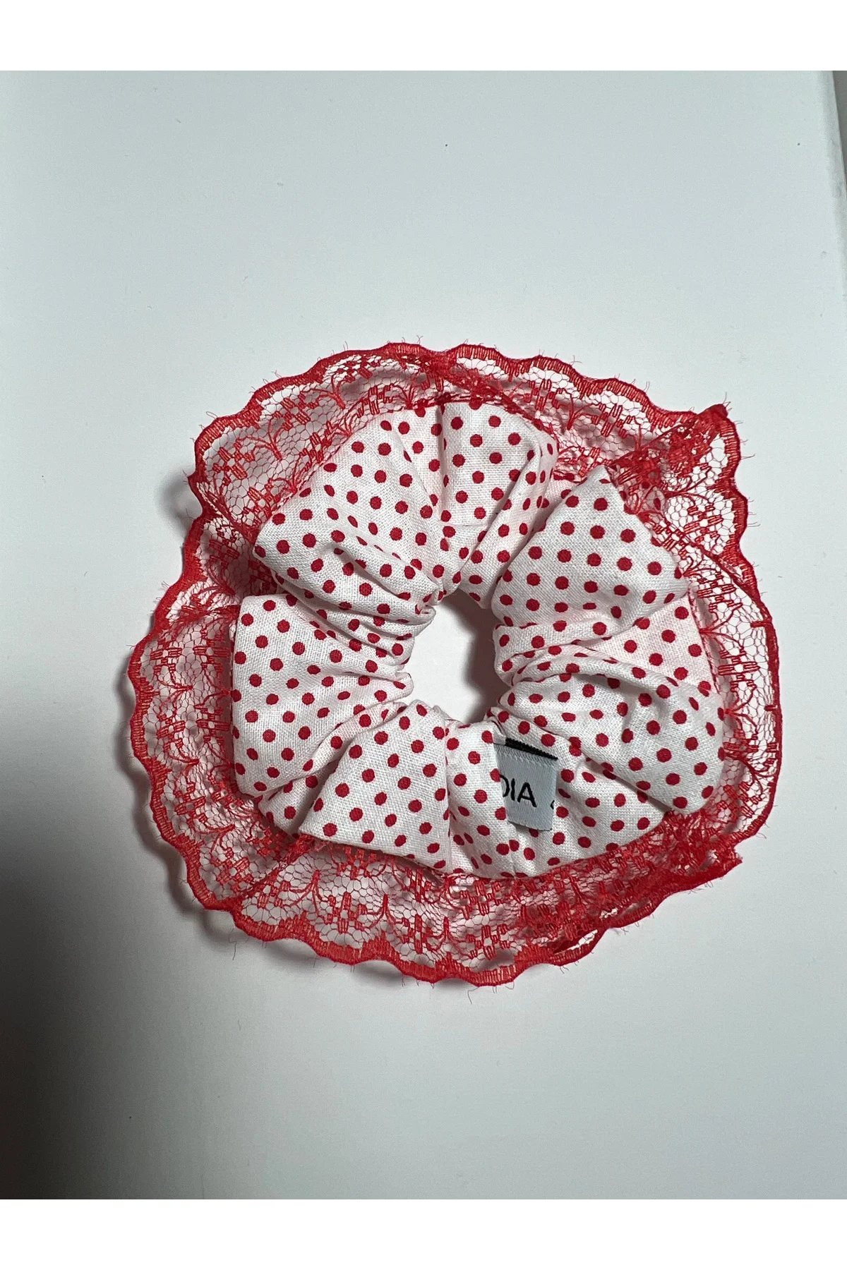 Kırmızı Beyaz Çocuk Lastik Toka Scrunchie 23 Nisan Bayram Puantiyeli