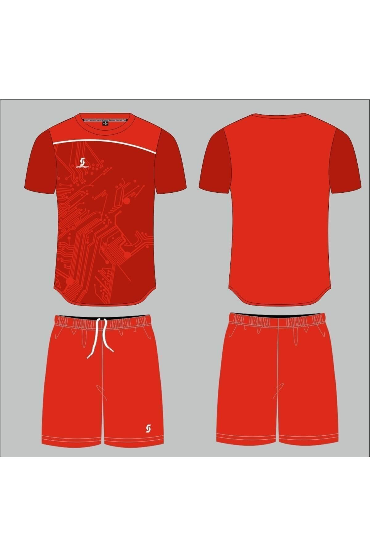 Sportech Kırmızı-Beyaz Forma Takımı K0130 (Tek Kelime İsim Ve Numara Yazil