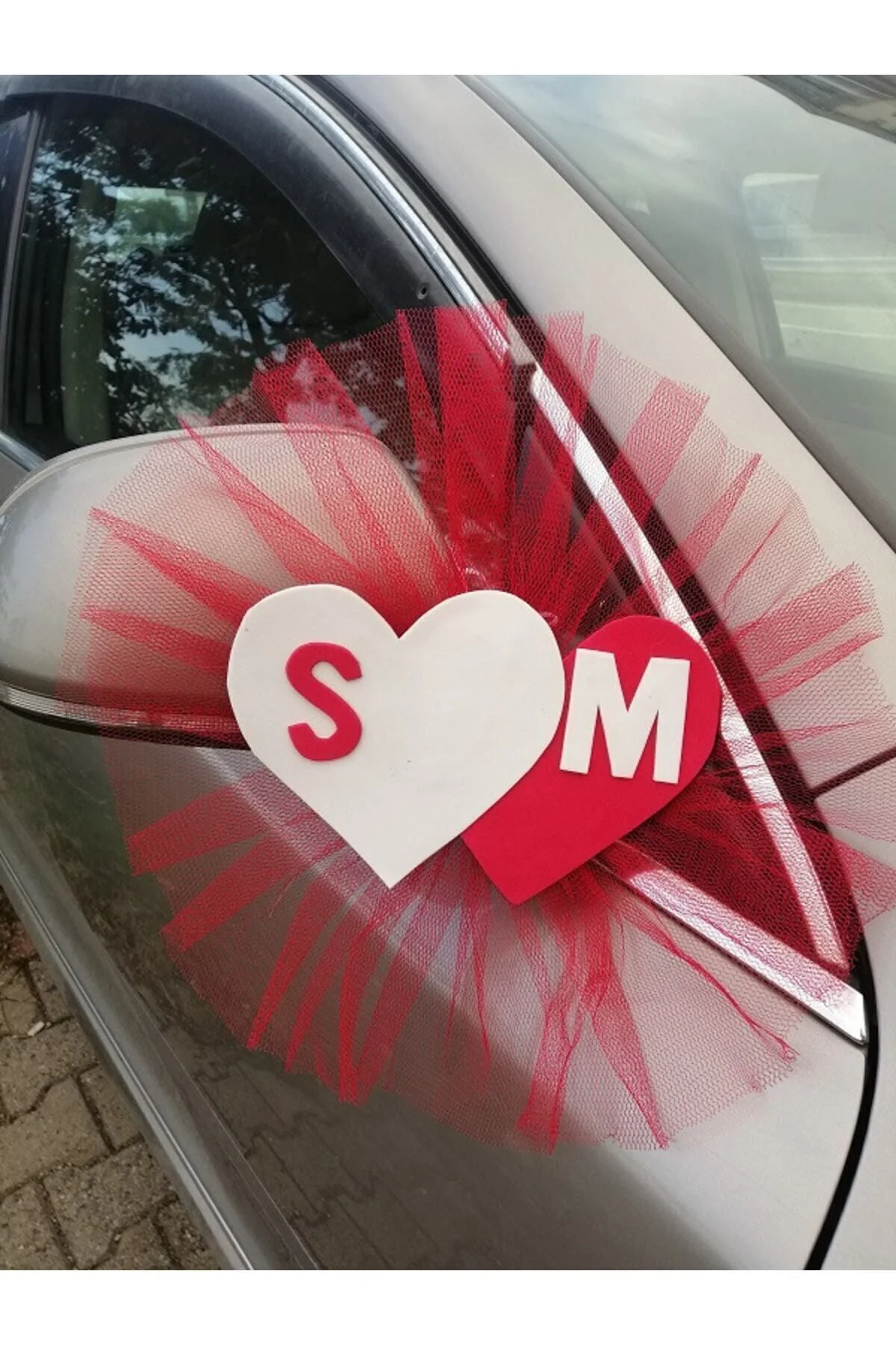 Kırmızı Beyaz Kalpli Konvoy Süsü 30 Lu