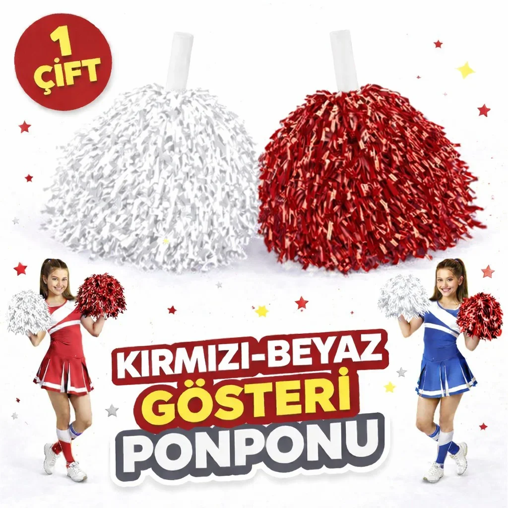 Kırmızı-Beyaz Okul Gösteri Ponponu (1 Çift) – 23 Nisan 19 Mayıs 29 Ekim Tezahürat Ponponu Kırmızı-Beyaz Okul Gösteri Ponponu (1 Çift) – 23 Nisan 19 Mayıs 29 Ekim Tezahürat Ponponu
