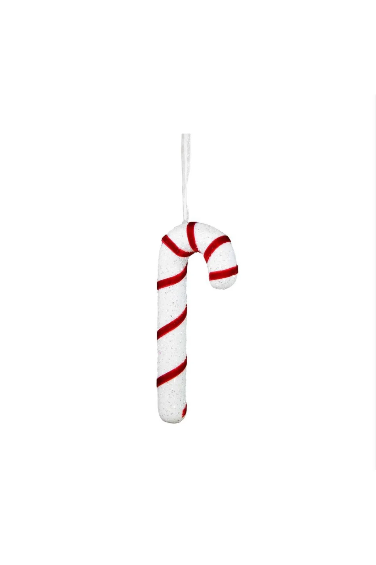 Yılbaşı Süsü Simli Baston Kırmızı Beyaz 15 cm