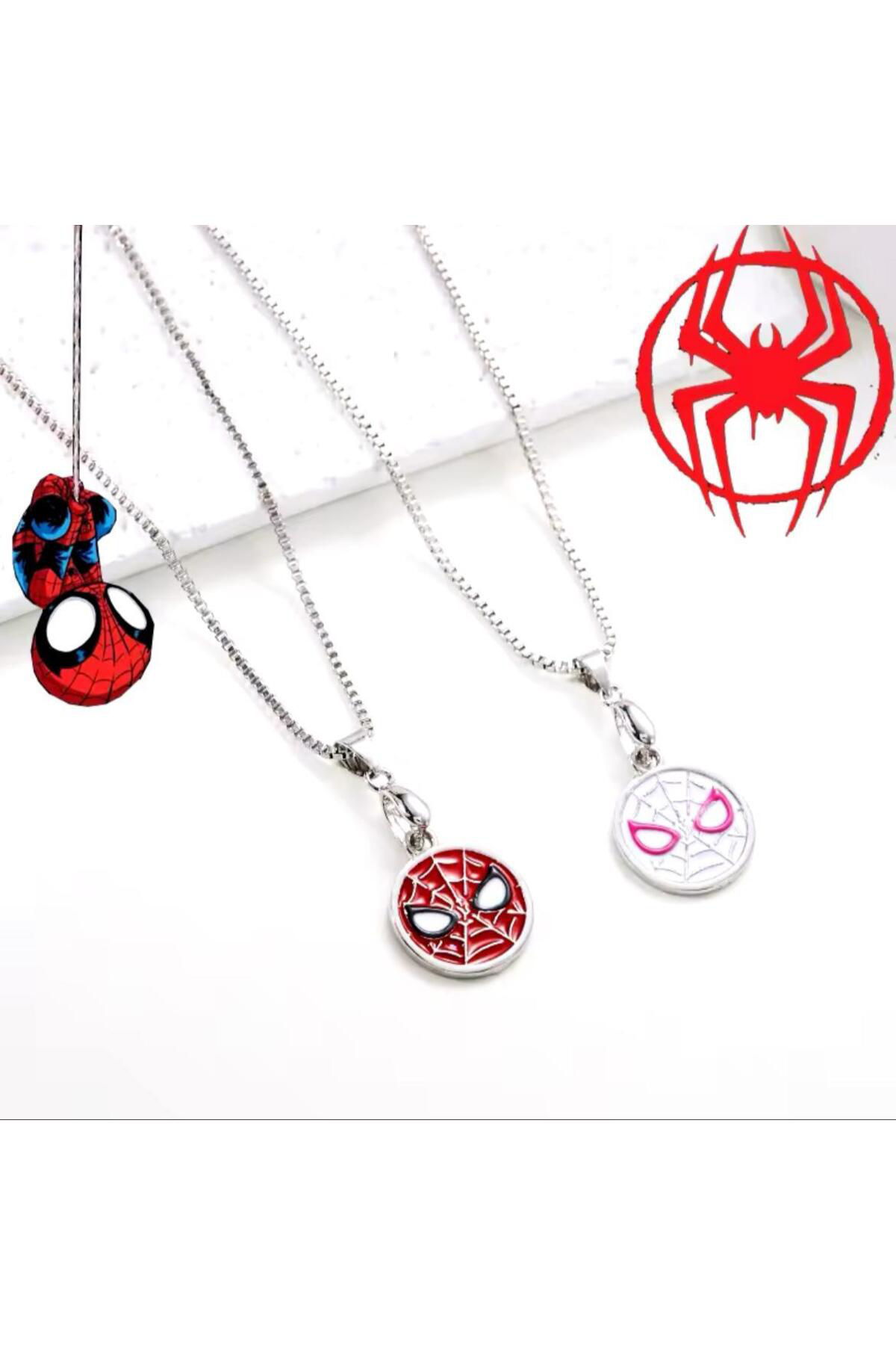 Kırmızı & Beyaz Spider Face Çift Kolye