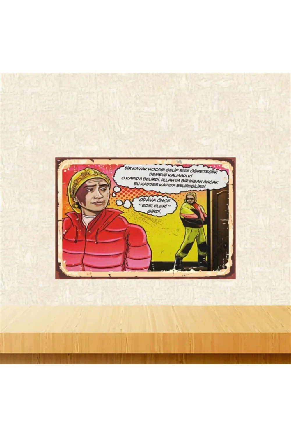 Kırmızı Bir Demet Tiyatro Lütfiye Tasarımlı Retro Ahşap Tablo Tkf