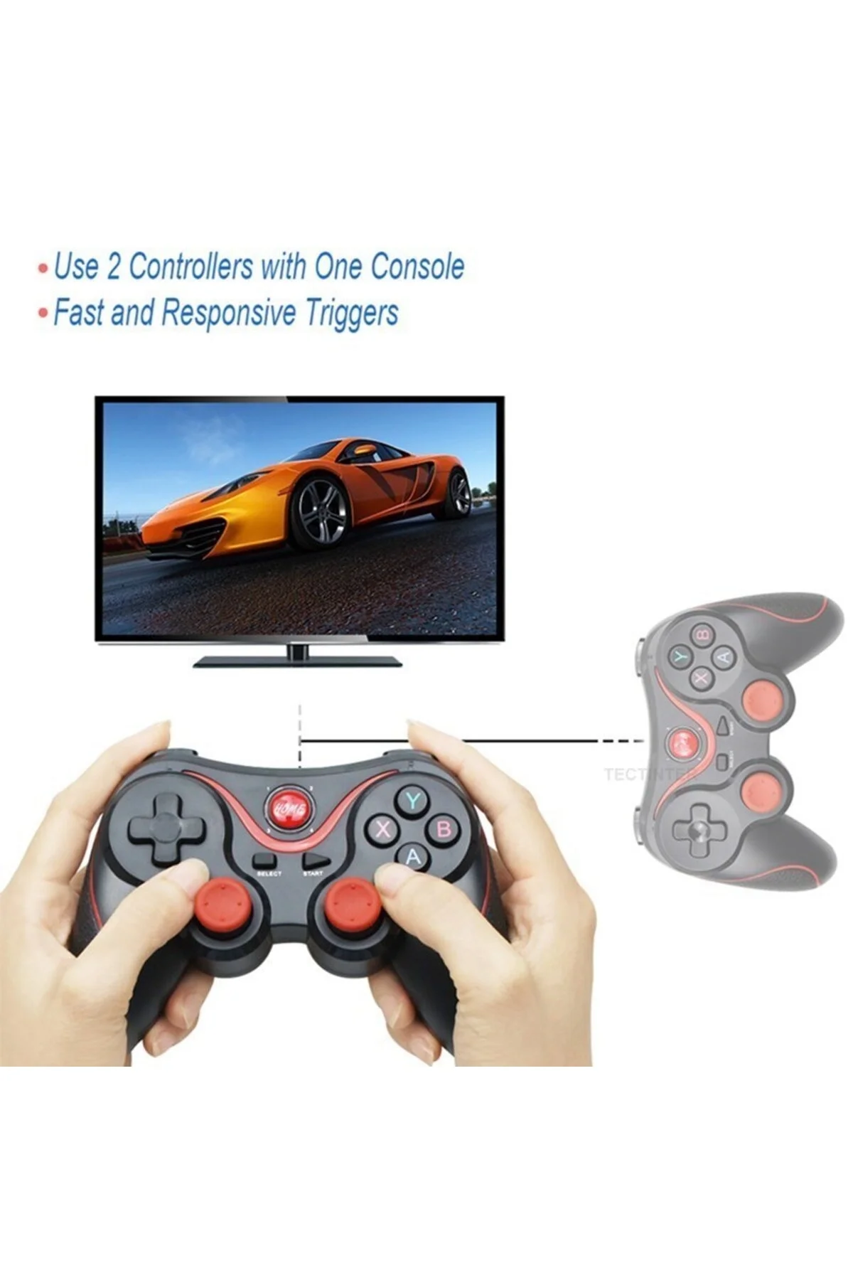 Kırmızı Bluetooth bağlantılı gamepad, PC uyumlu, telefona takılabilir oyun kolu - Elektronik