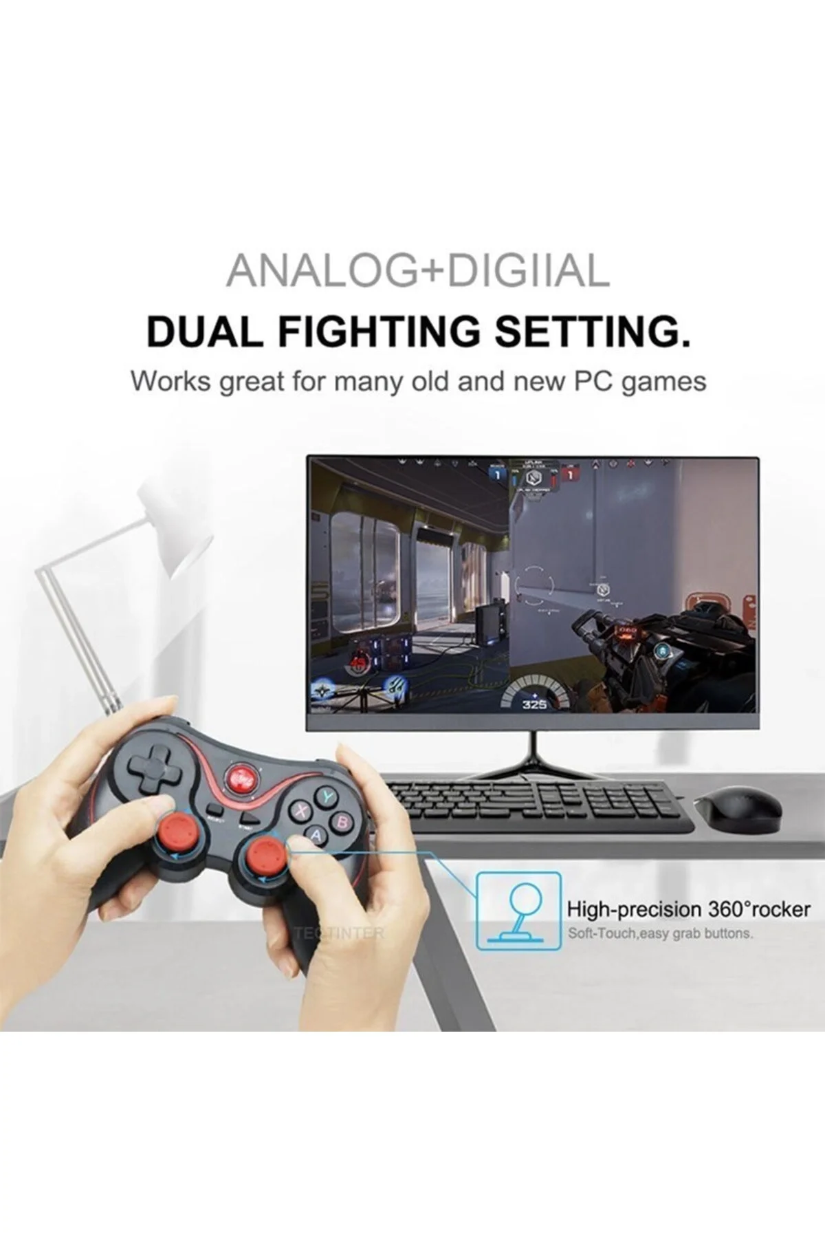 Kırmızı Bluetooth bağlantılı gamepad, PC uyumlu, telefona takılabilir oyun kolu - Elektronik