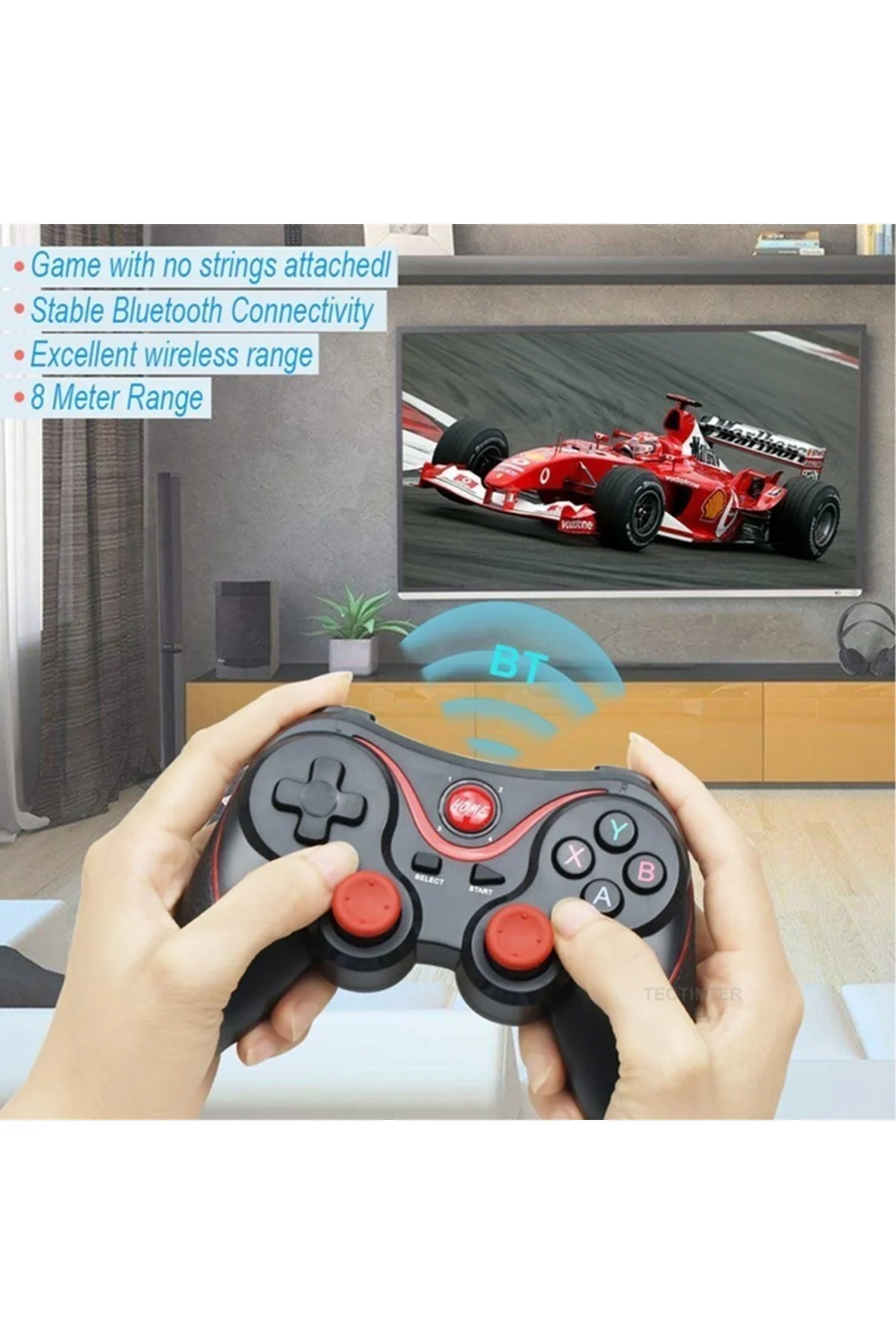 Kırmızı Bluetooth bağlantılı gamepad, PC uyumlu, telefona takılabilir oyun kolu - Elektronik