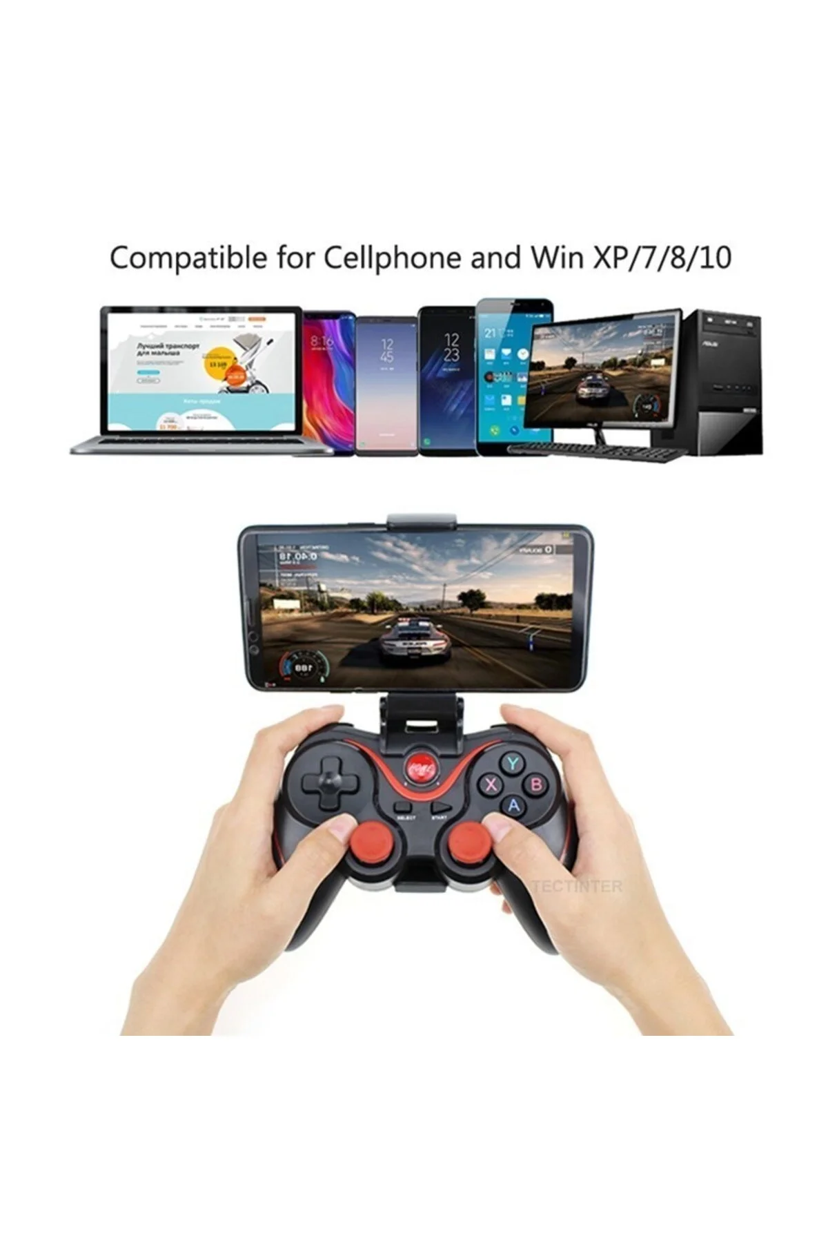 Kırmızı Bluetooth bağlantılı gamepad, PC uyumlu, telefona takılabilir oyun kolu - Elektronik