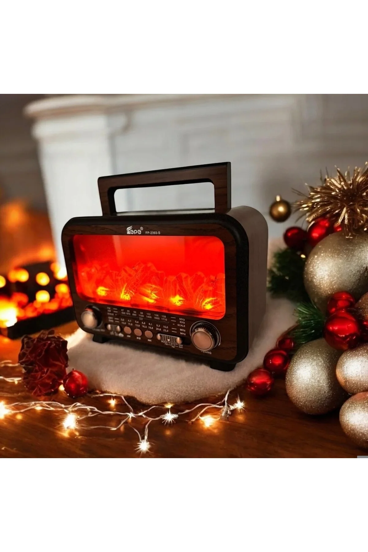 Kırmızı bluetoothlu şömine tipi nostaljik radyo FM radyo USB MP3 player şarjlı hoparlör