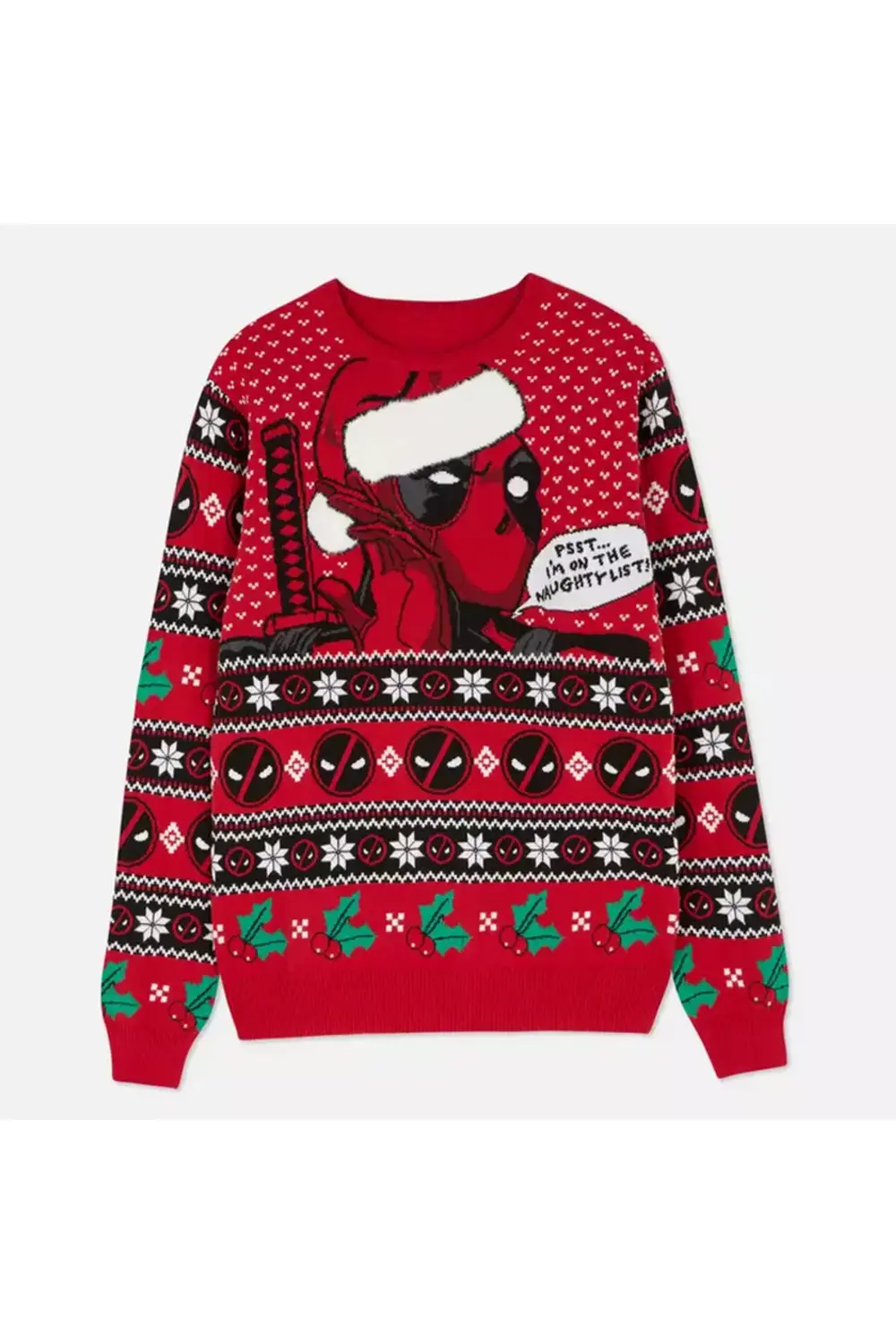 Kırmızı Christmas Deadpool Unisex Oversize Kazak