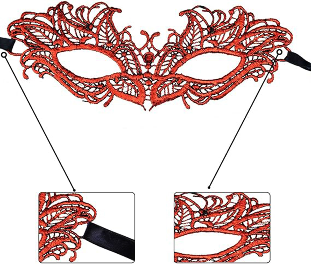 Kırmızı Dantel Masquerade Maskesi 5 No Kırmızı Dantel Masquerade Maskesi 5 No