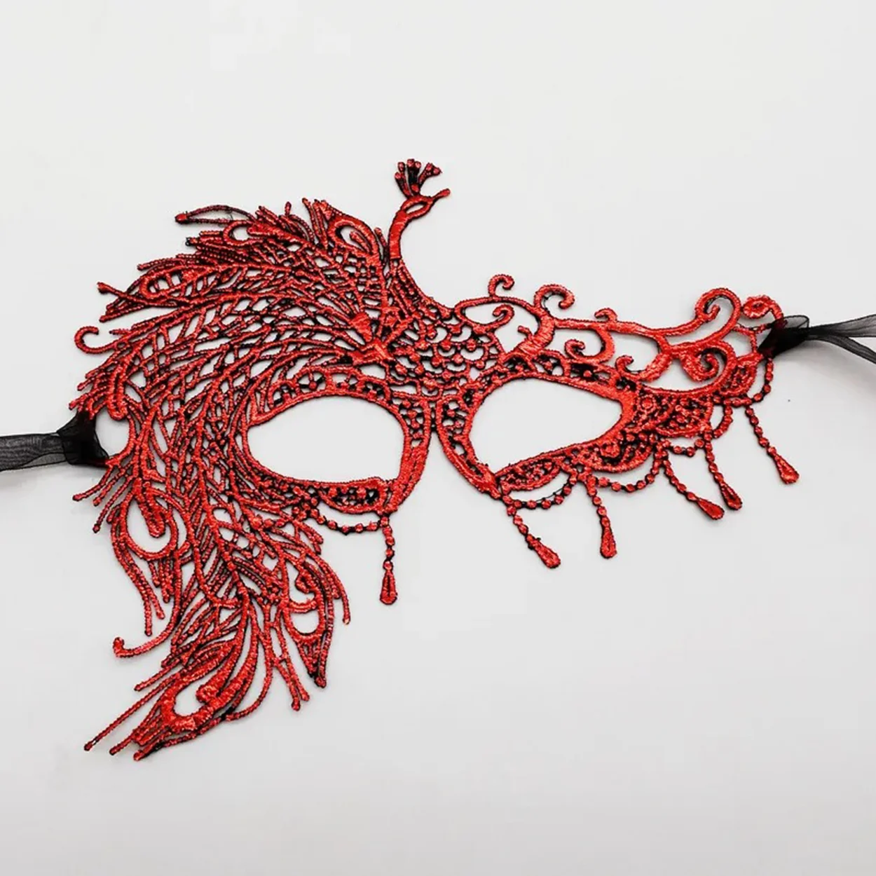 Kırmızı Dantel Masquerade Maskesi – Maskeli Balo İçin Şık ve Hafif Gizemli Aksesuar