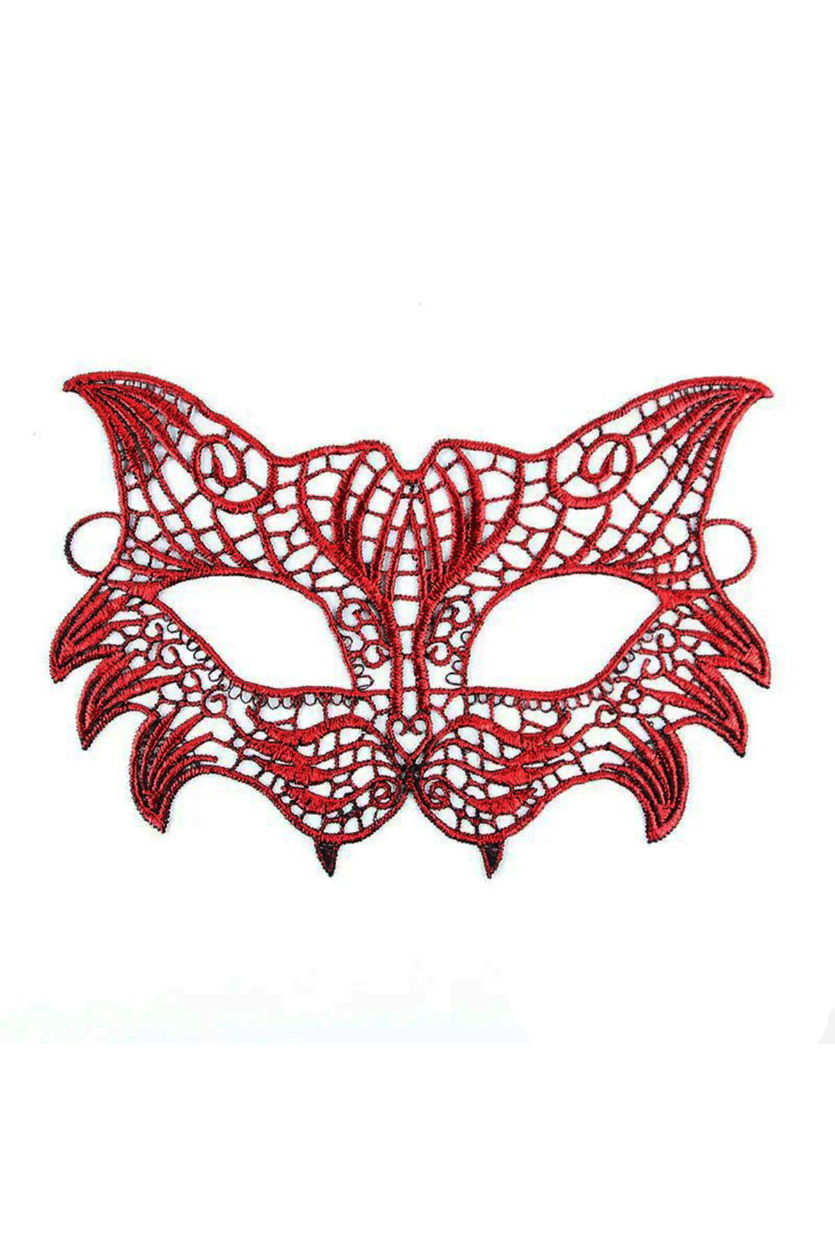 K&A Kırmızı Dantel Masquerade Maskesi 8 No