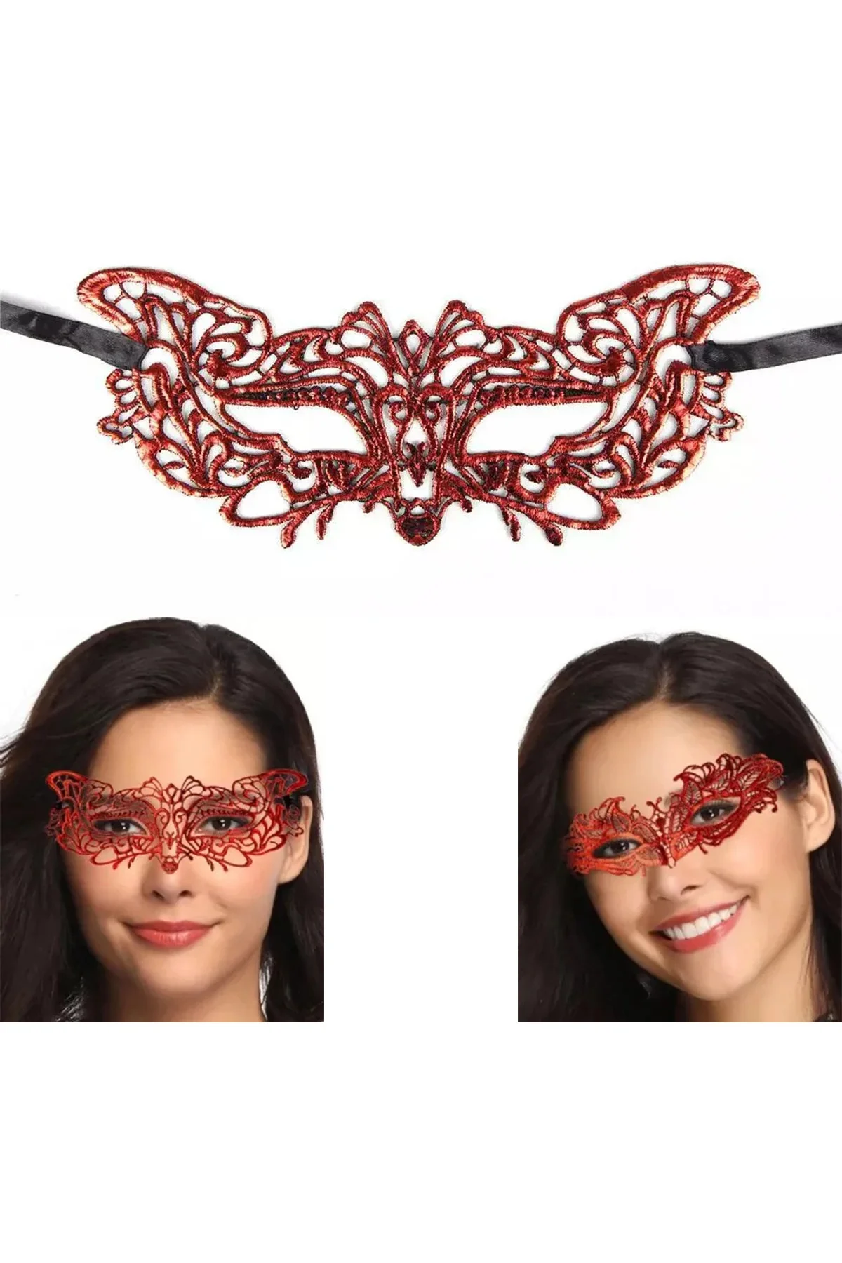 Kırmızı Dantel Masquerade Maskesi 9 No Kırmızı Dantel Masquerade Maskesi 9 No