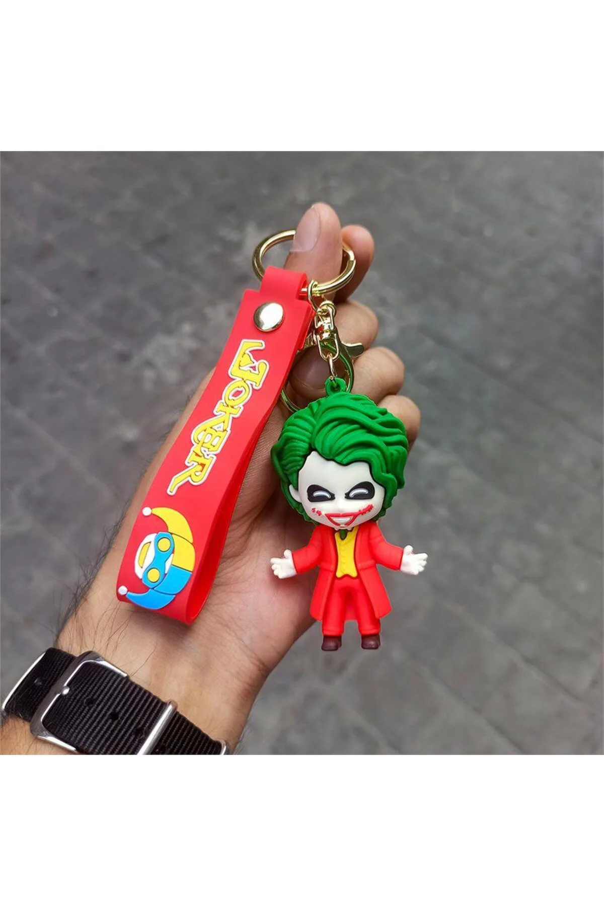 Kırmızı DC Joker - Smiley Silikon Anahtarlık