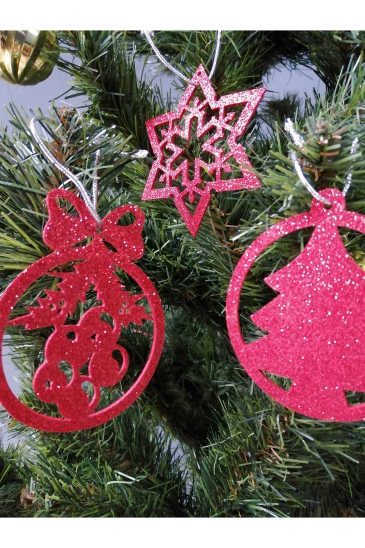 Leylaser Kirmizi Eva Yilbaşi Ağaci Süsü 7,5X7,5 Cm 28Li