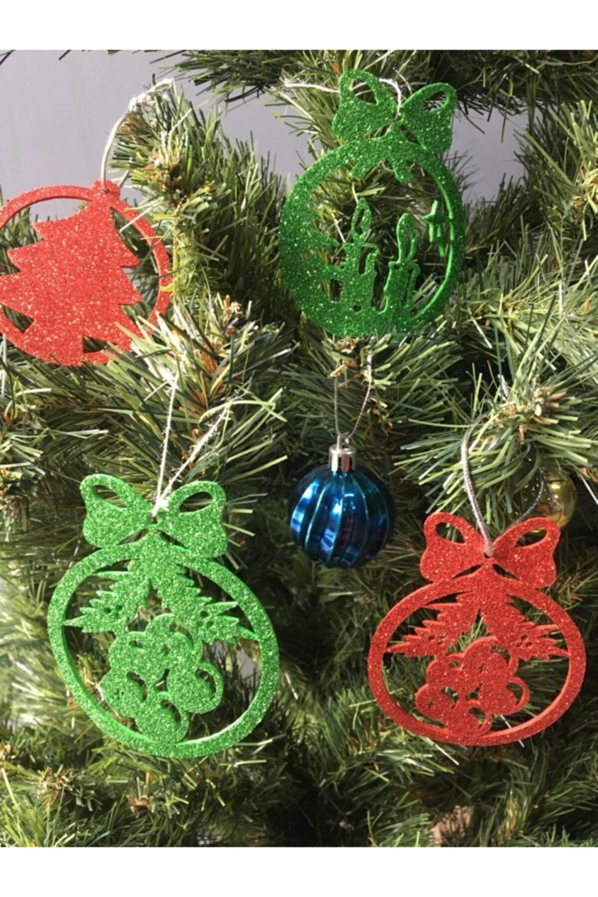 Leylaser Kirmizi Eva Yilbaşi Ağaci Süsü 7,5X7,5 Cm 28Li