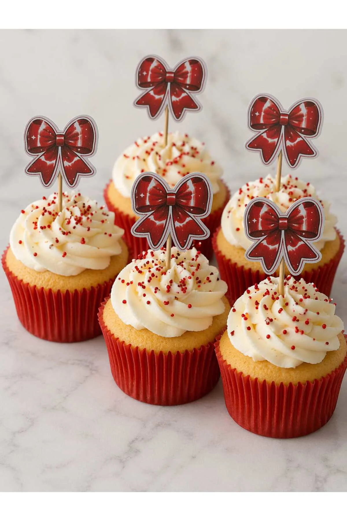 KIRMIZI FİYONKLU Doğum Günü Kürdanı ,pasta Süsü 15 'li