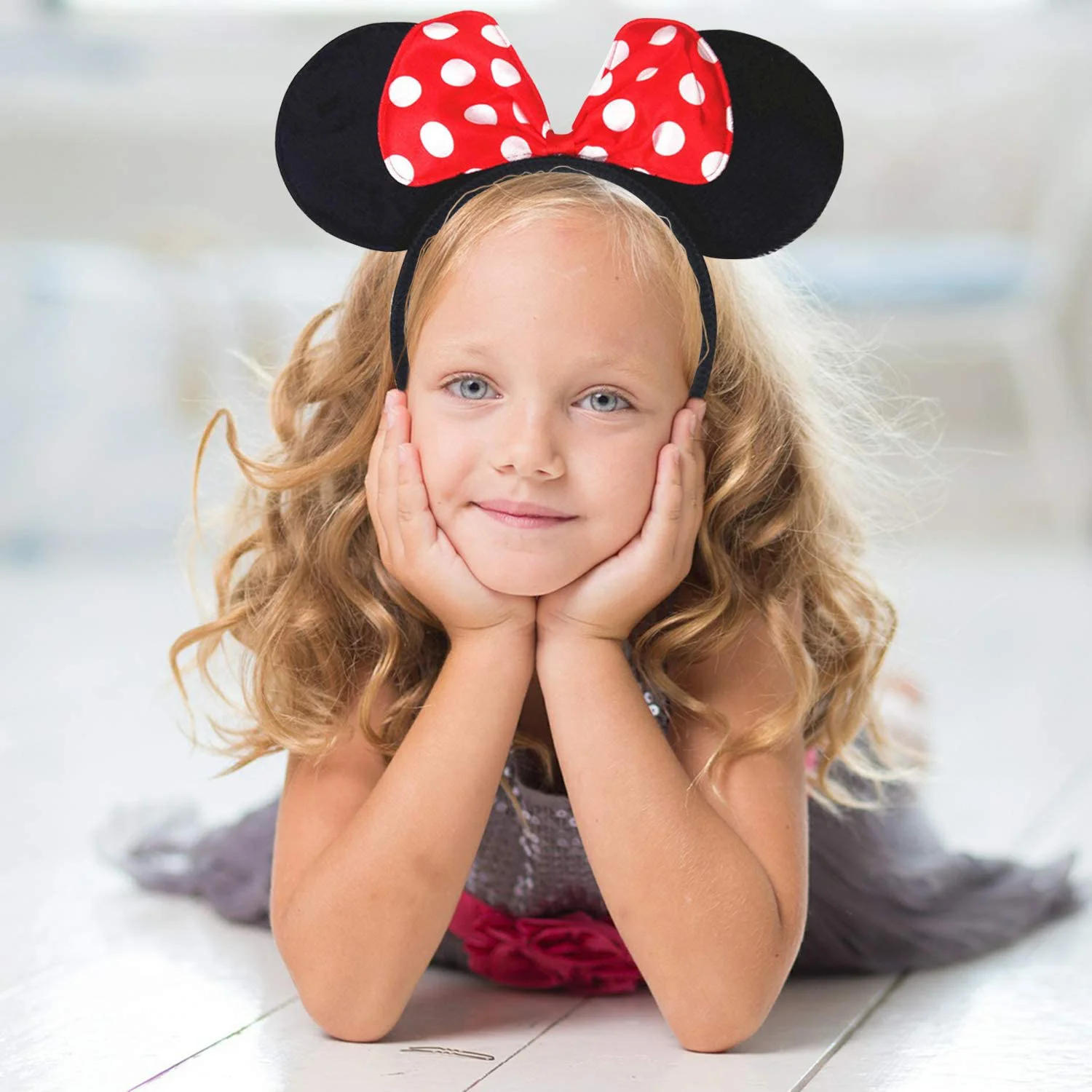 Kırmızı Fiyonklu Minnie Mouse Taç Fare Tacı Kafa Bandı
