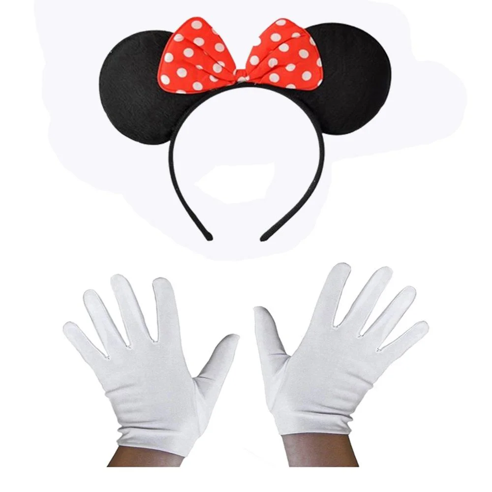 Kırmızı Fiyonklu Minnie Mouse Tacı Ve Beyaz Eldiven Seti - Çocuk Parti Aksesuarı Fiyatı, Yorumları ve Özellikleri