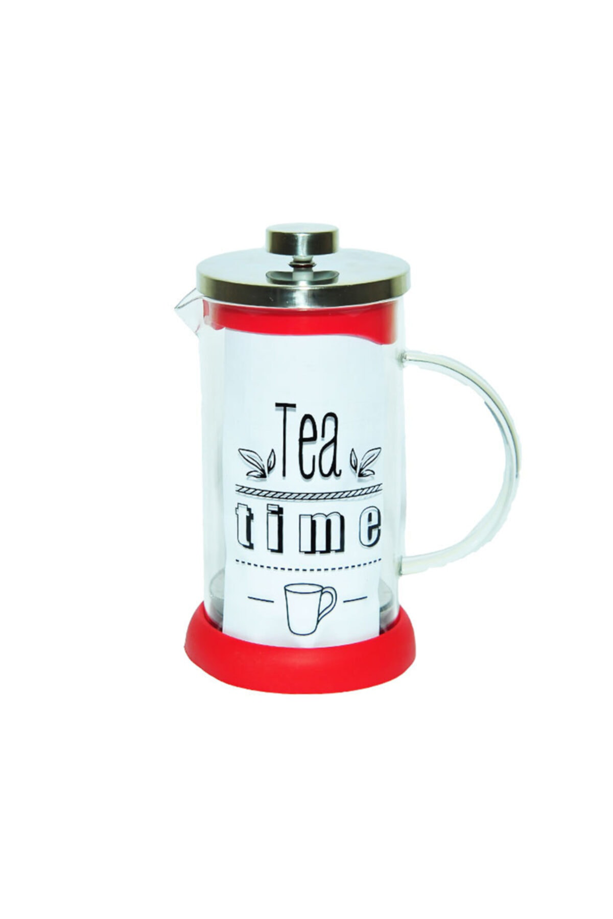 Yitian Kırmızı  French Press Bitki Çayı Cam Demliği 600 Ml