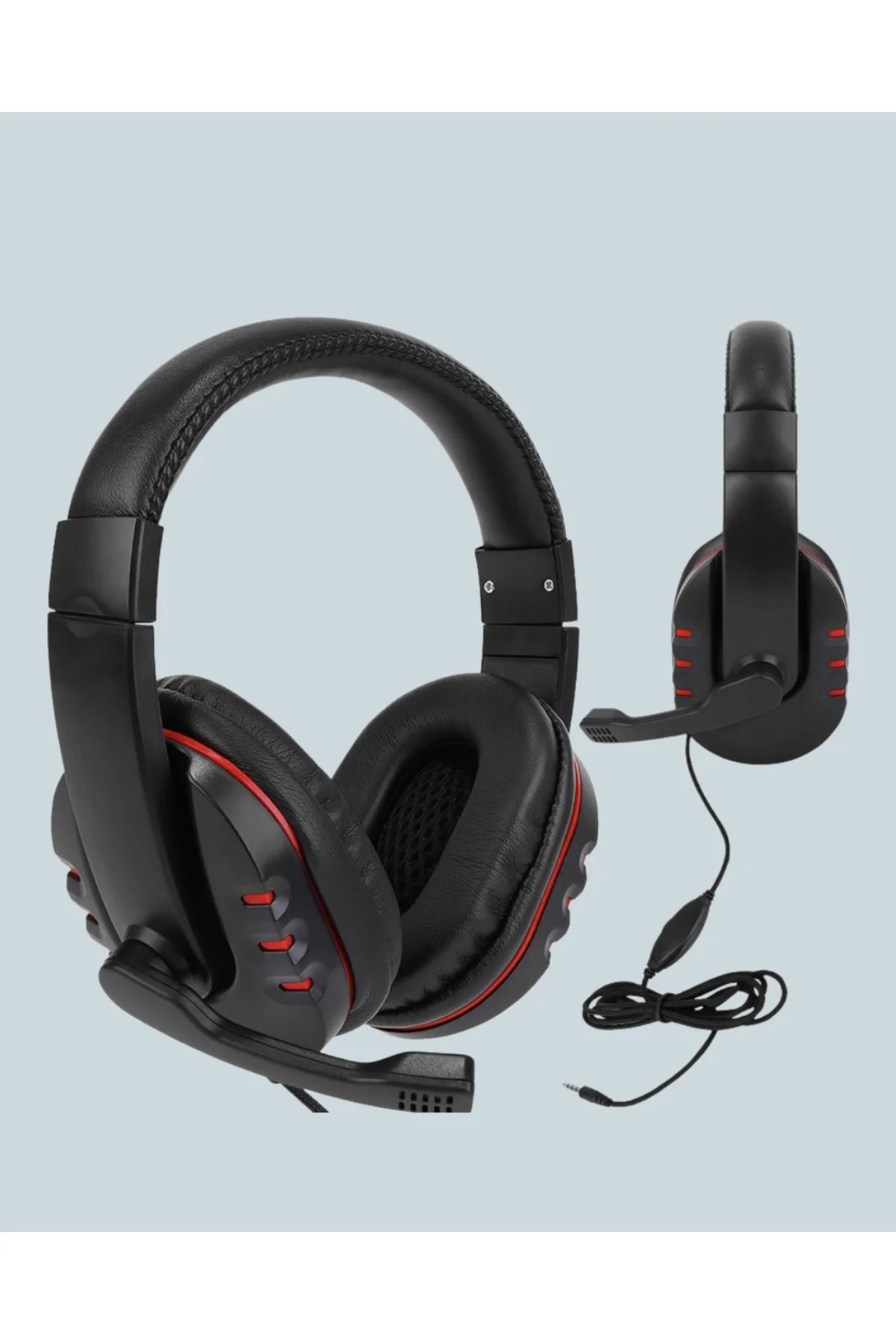 Kırmızı Gaming Kulaklık Stereo Mikrofonlu Dayanıklı Örgü Kablolu