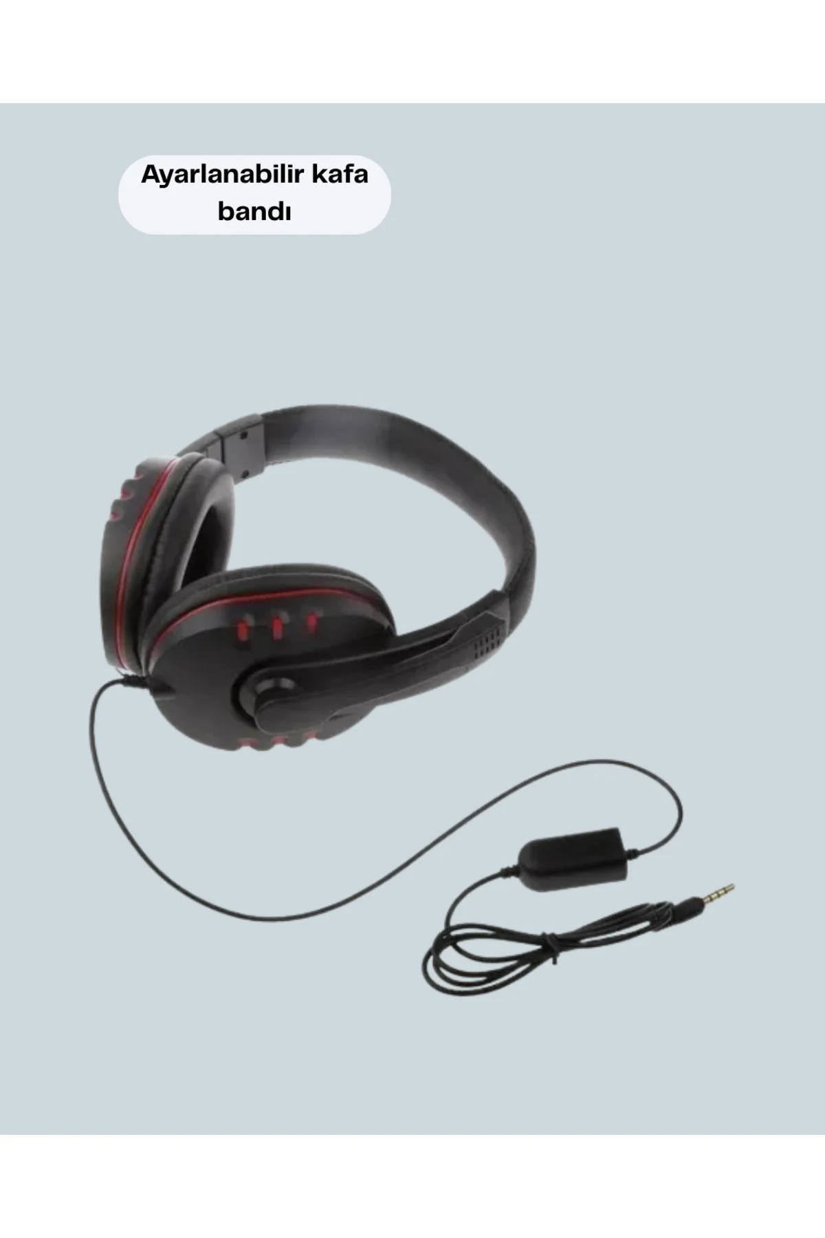 Kırmızı Gaming Kulaklık Stereo Mikrofonlu Dayanıklı Örgü Kablolu