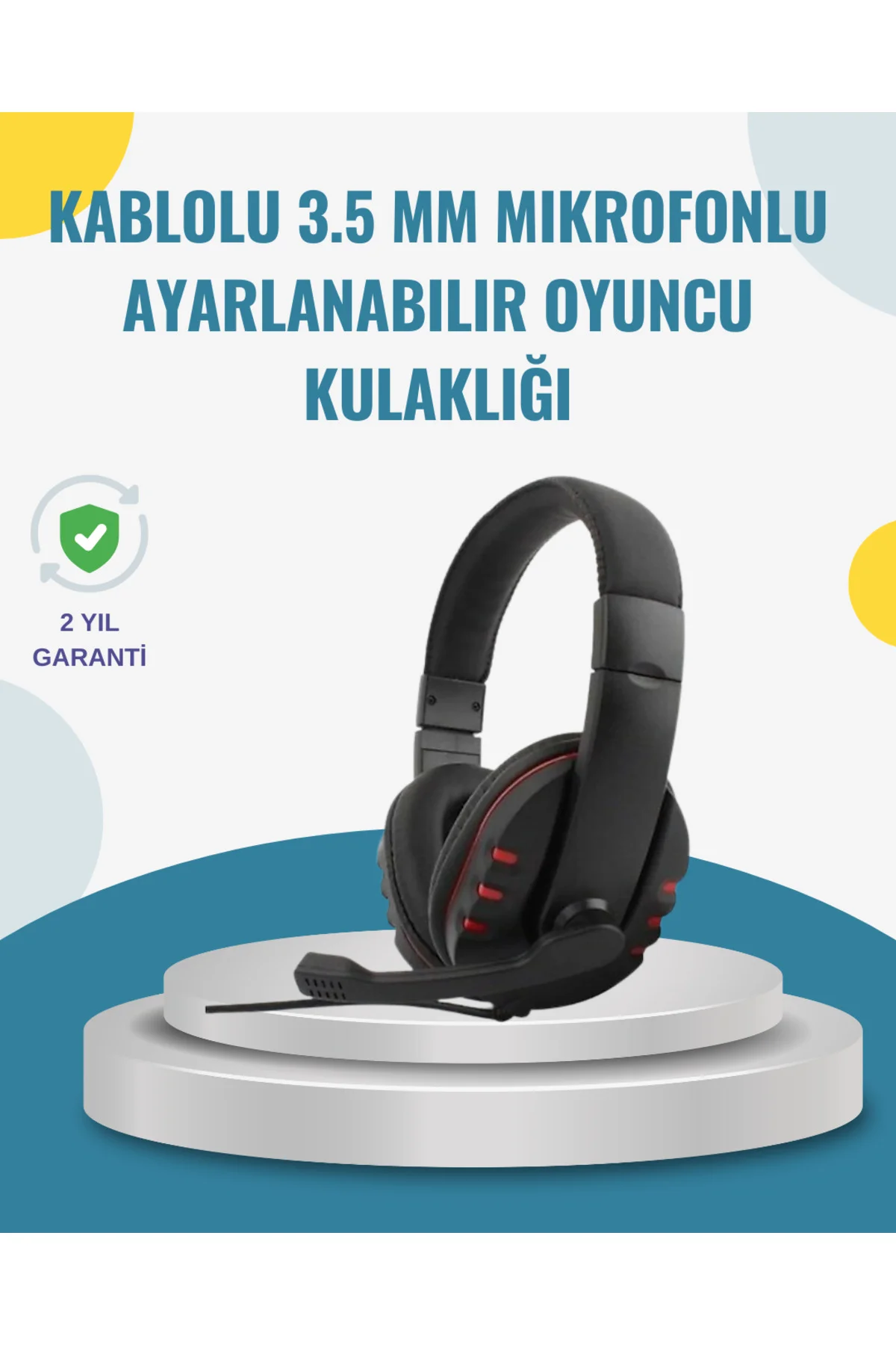 Kırmızı Gaming Kulaklık Stereo Mikrofonlu Dayanıklı Örgü Kablolu