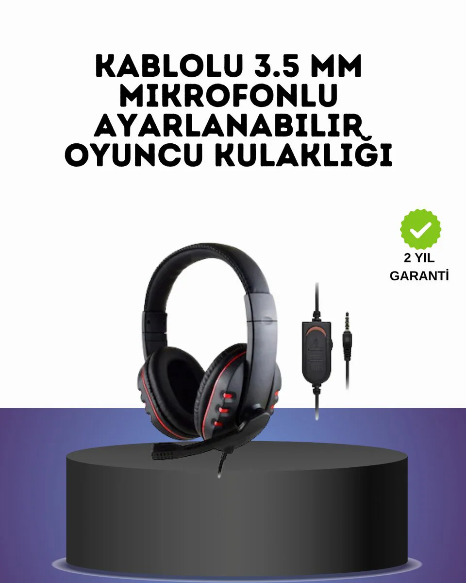 Kırmızı Gaming Kulaklık Mikrofonlu Konforlu ve Dayanıklı Kablolu - Stereo Ses