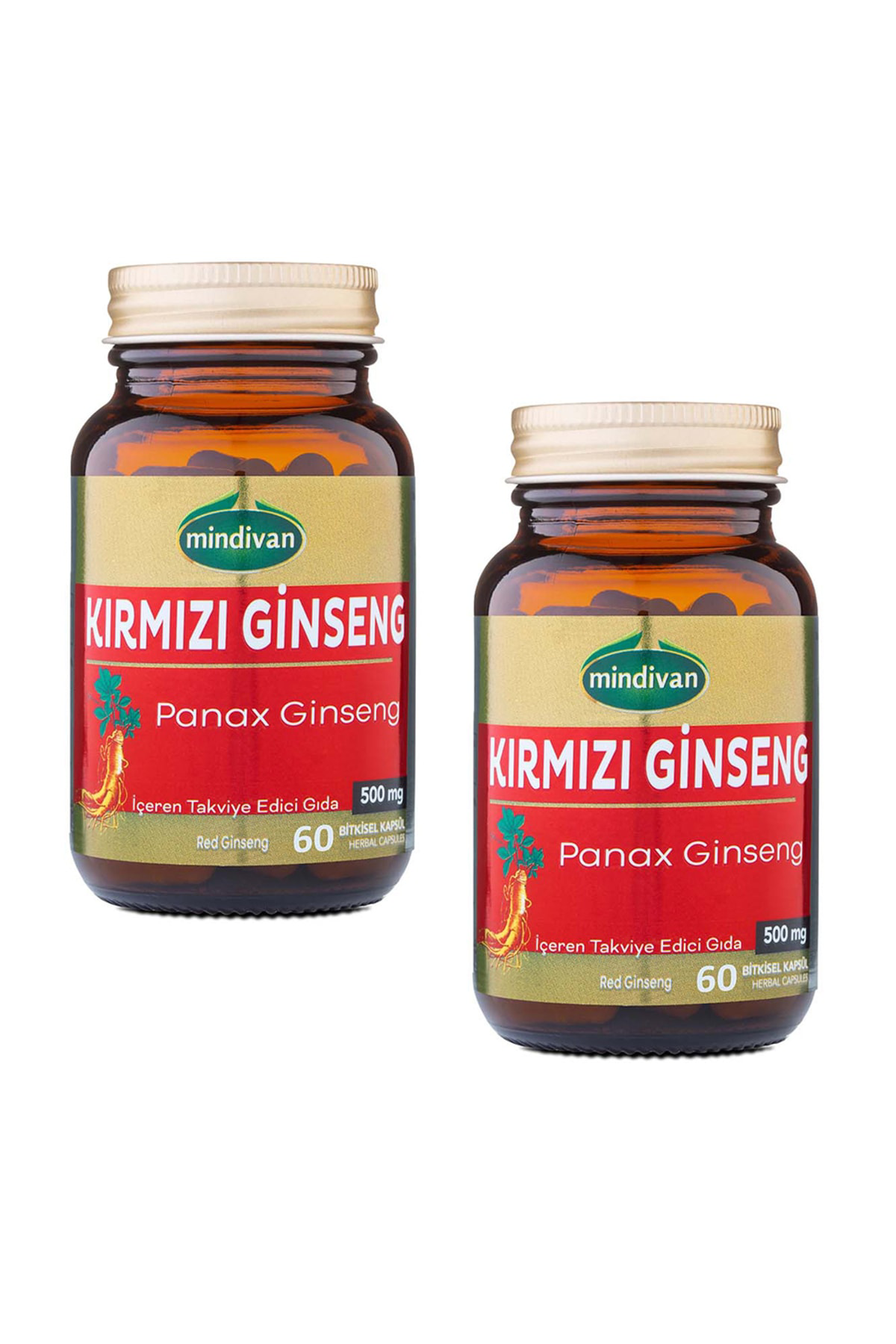 Mindivan Kırmızı Ginseng Ekstraktı 60 Kapsül Panax Ginseng Red Ginseng X2