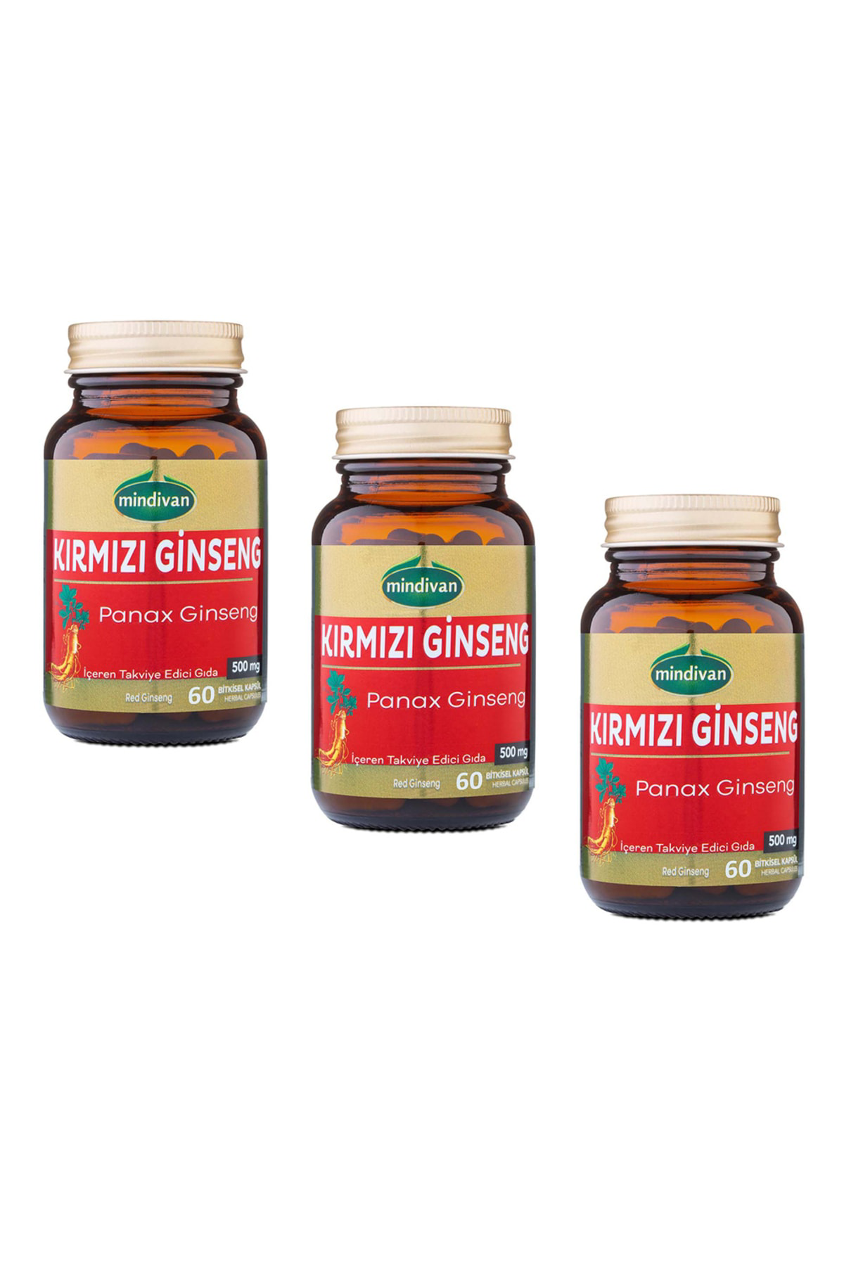 Kırmızı Ginseng Ekstraktı 60 Kapsül Panax Ginseng Red Ginseng x3 