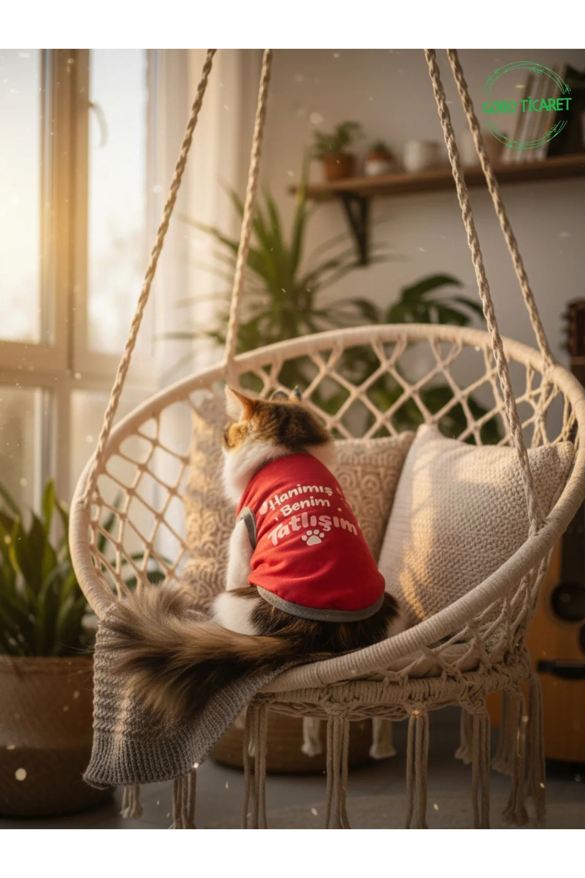 Kırmızı Hanimiş Benim Tatlışım Baskılı Kedi ve Köpek Kıyafeti Tişörtü Elbisesi Medium/M/Beden 2